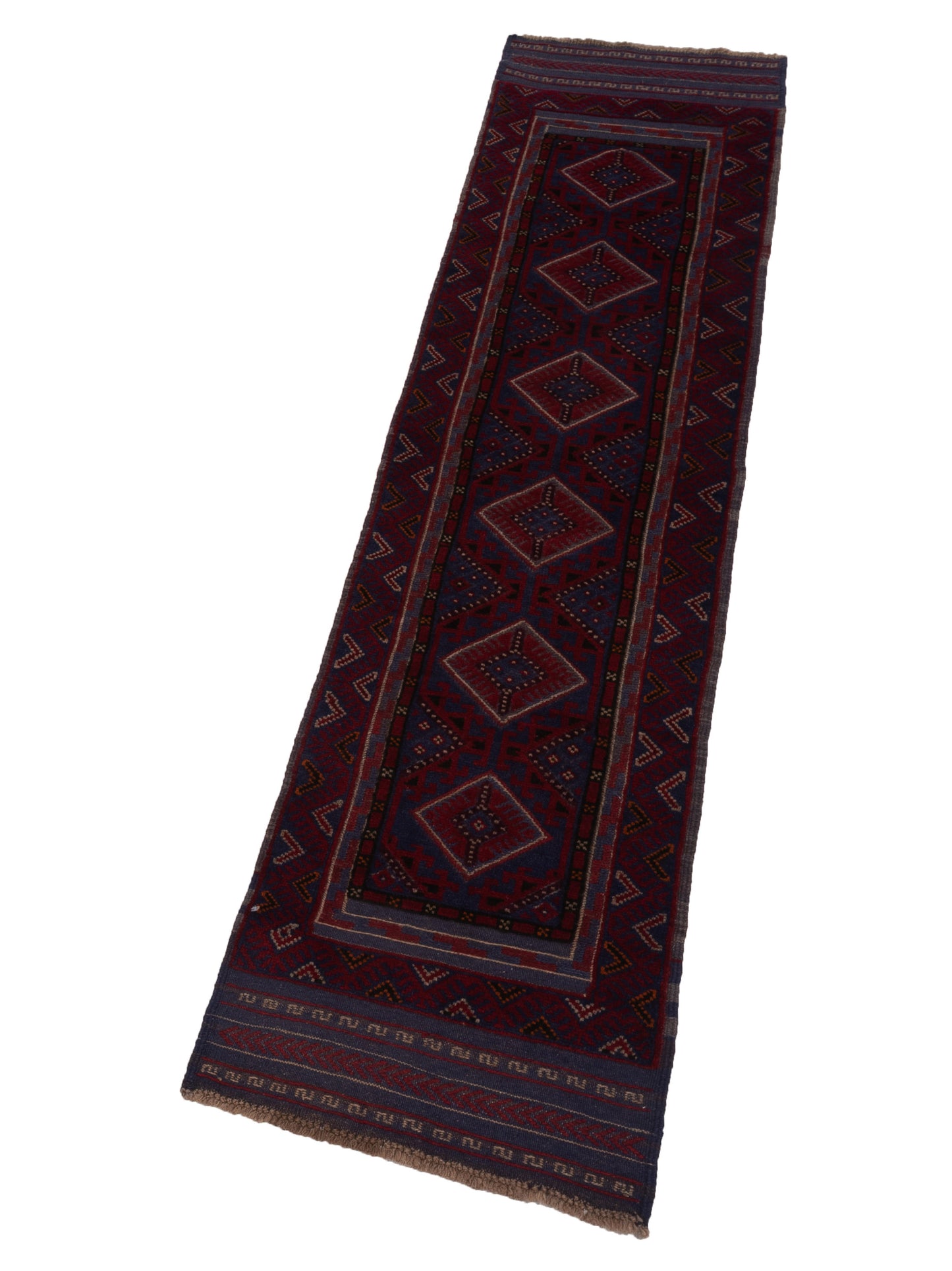 Afghan Soumak 146652 Charcoal Red 2x8.4 Hand Woven Rug