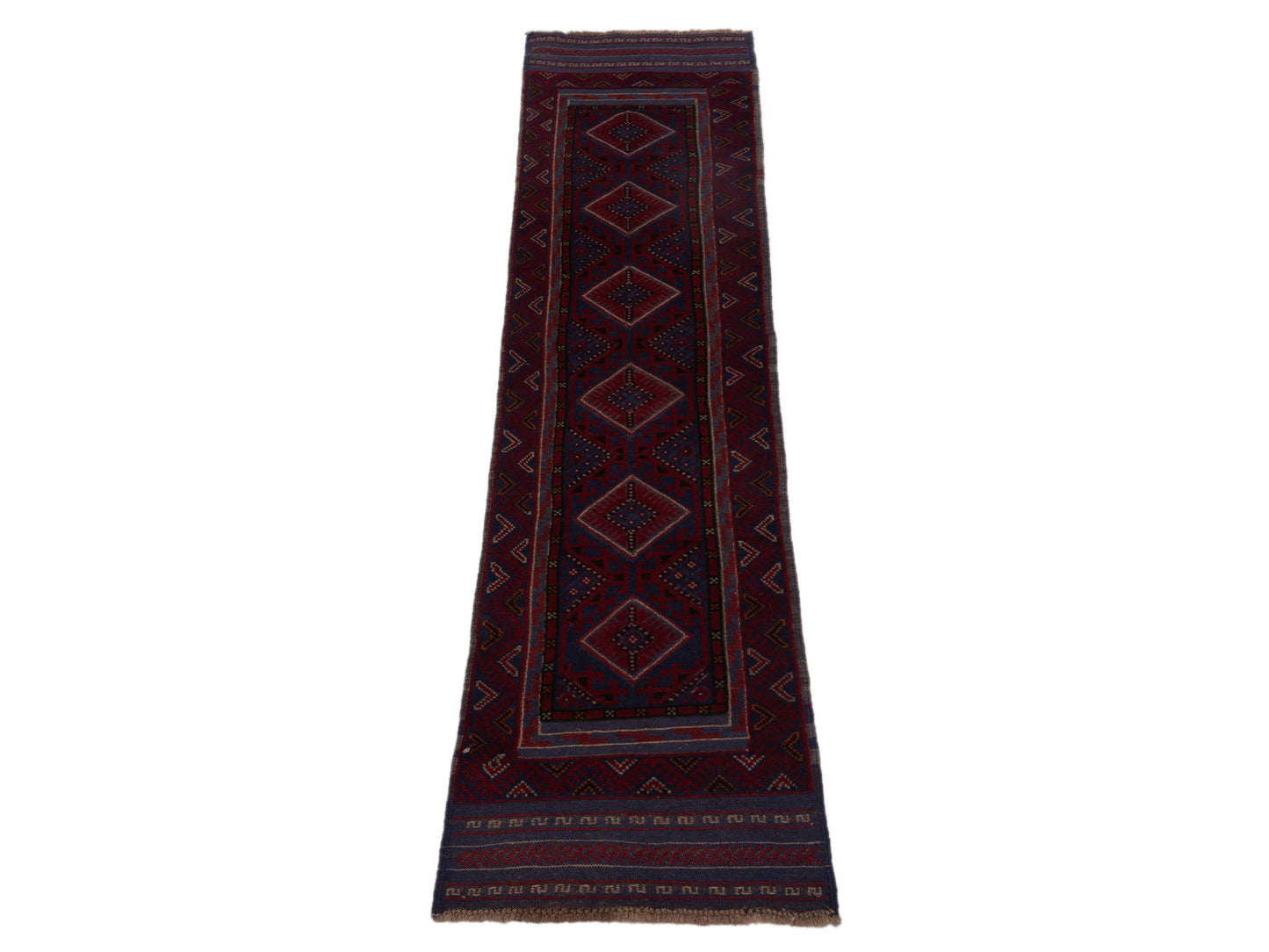 Afghan Soumak 146652 Charcoal Red 2x8.4 Hand Woven Rug