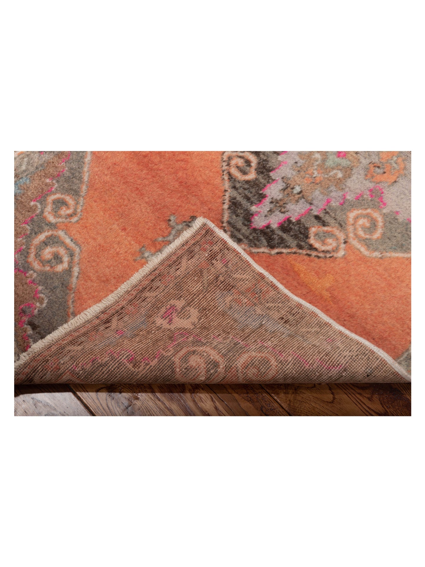 Old Anatolian 146694 Orange Gray 2.5x9.8 Hand Knotted Rug