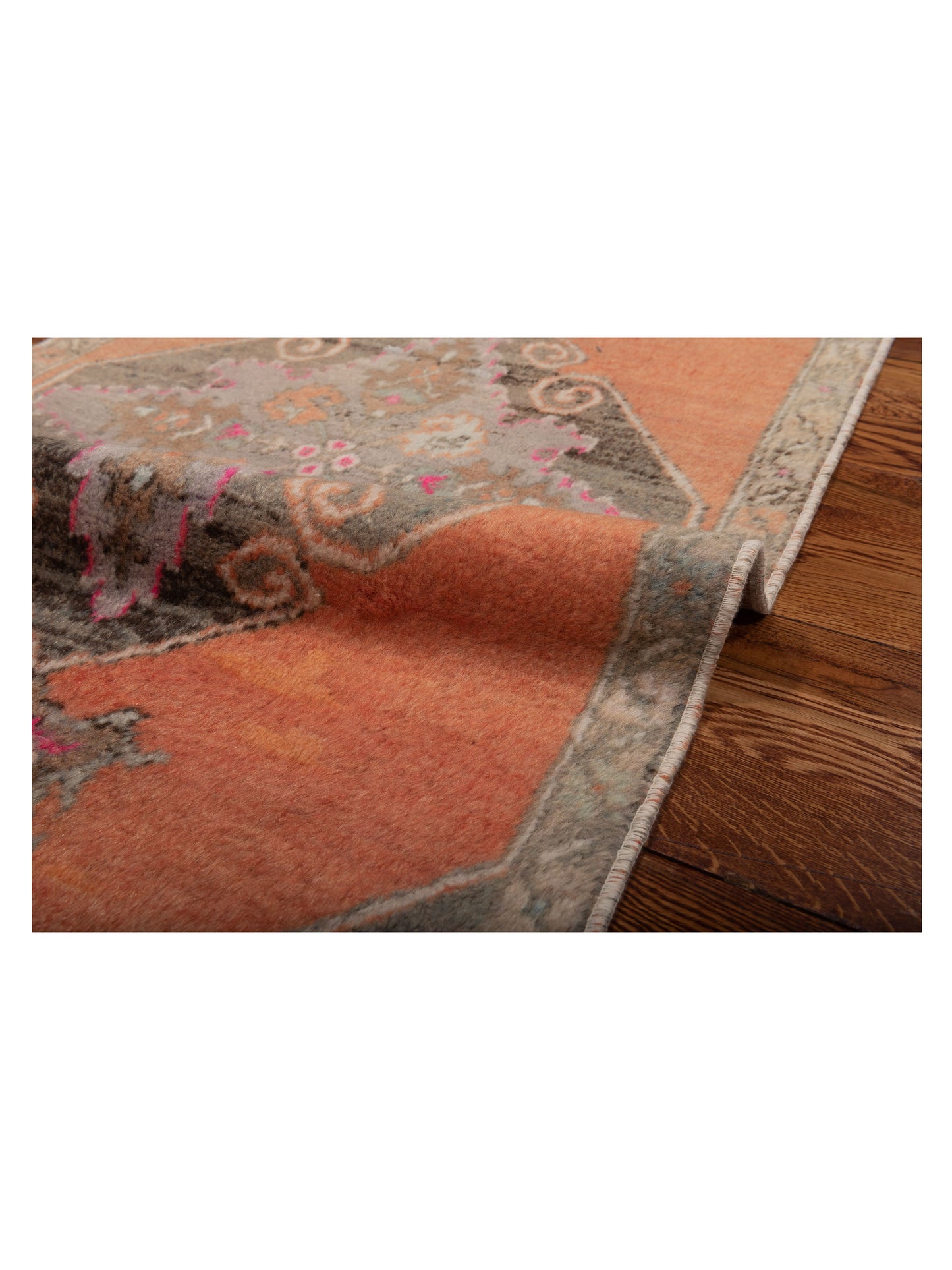 Old Anatolian 146694 Orange Gray 2.5x9.8 Hand Knotted Rug