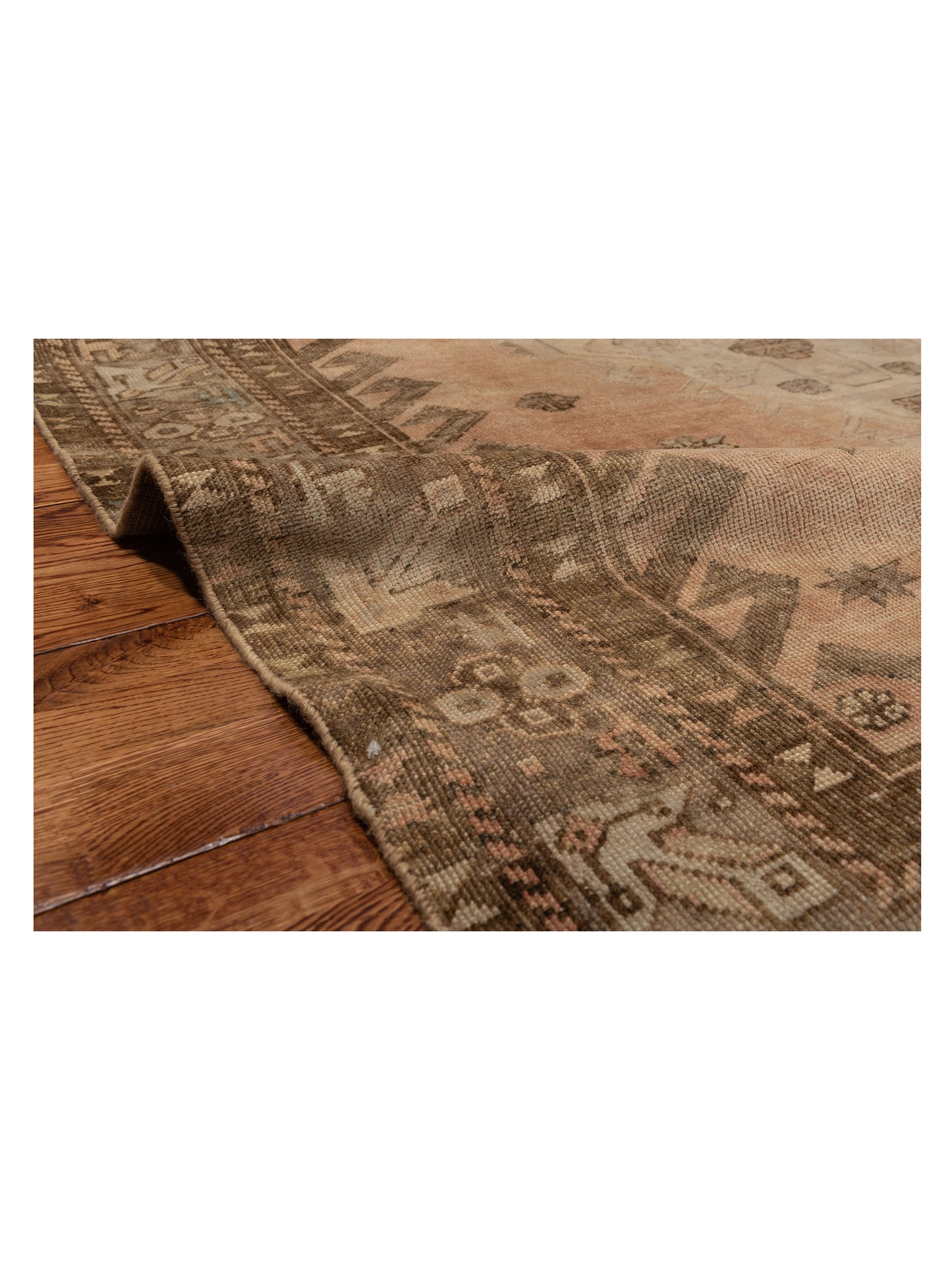 Old Anatolian 146697 Peach Brown 6.11x9.7 Hand Knotted Rug