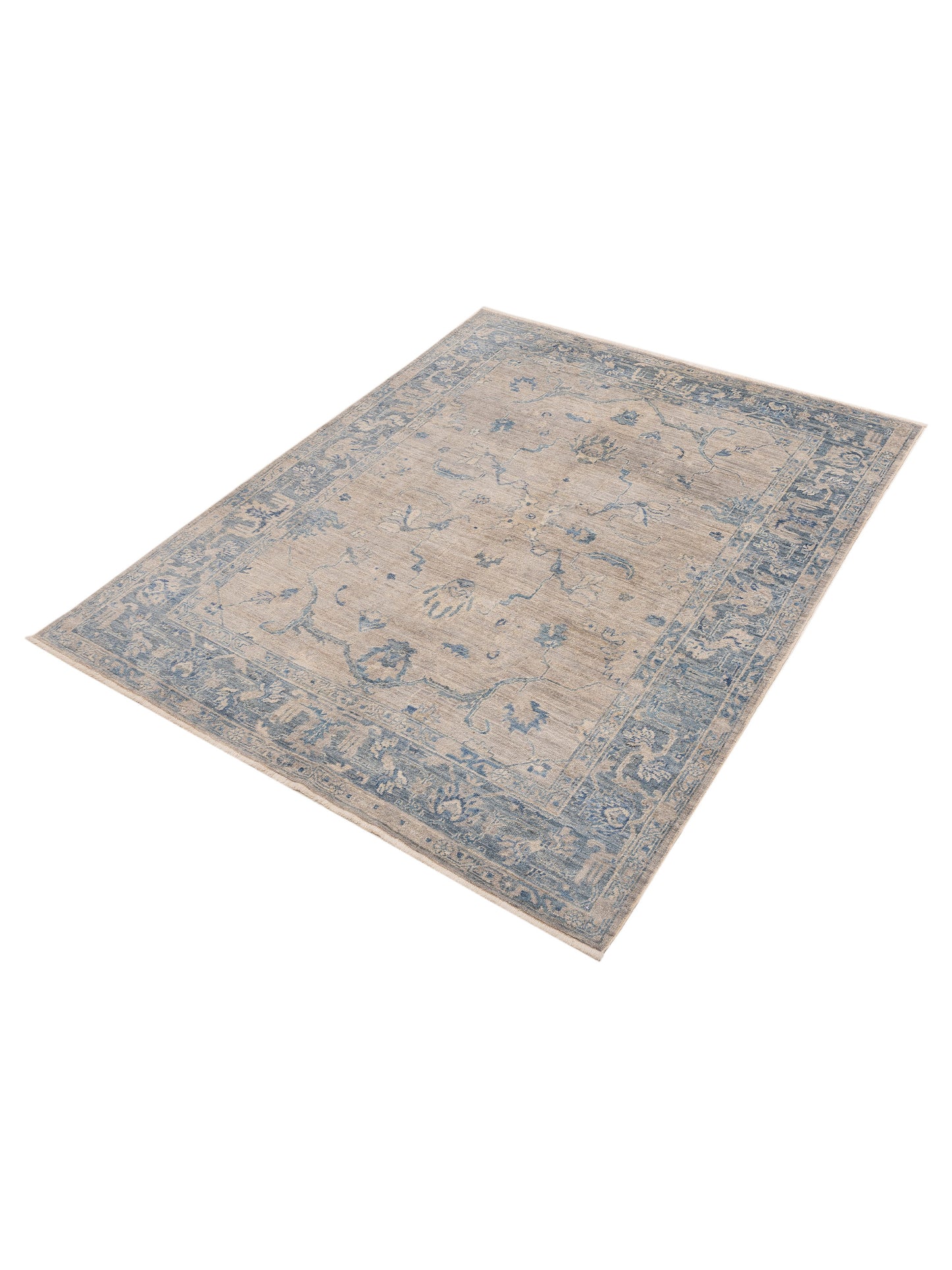 Angora Oushak 146727 Gray Blue 7.10x9.10 Hand Knotted Rug