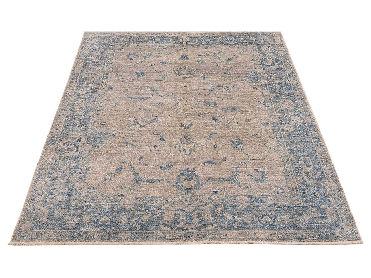 Angora Oushak 146727 Gray Blue 7.10x9.10 Hand Knotted Rug