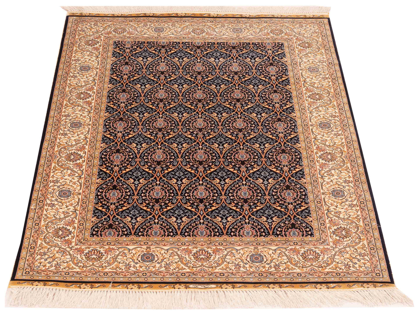 Elegance 146825 Dark Blue Beige 3.3x5 Hand Knotted Rug