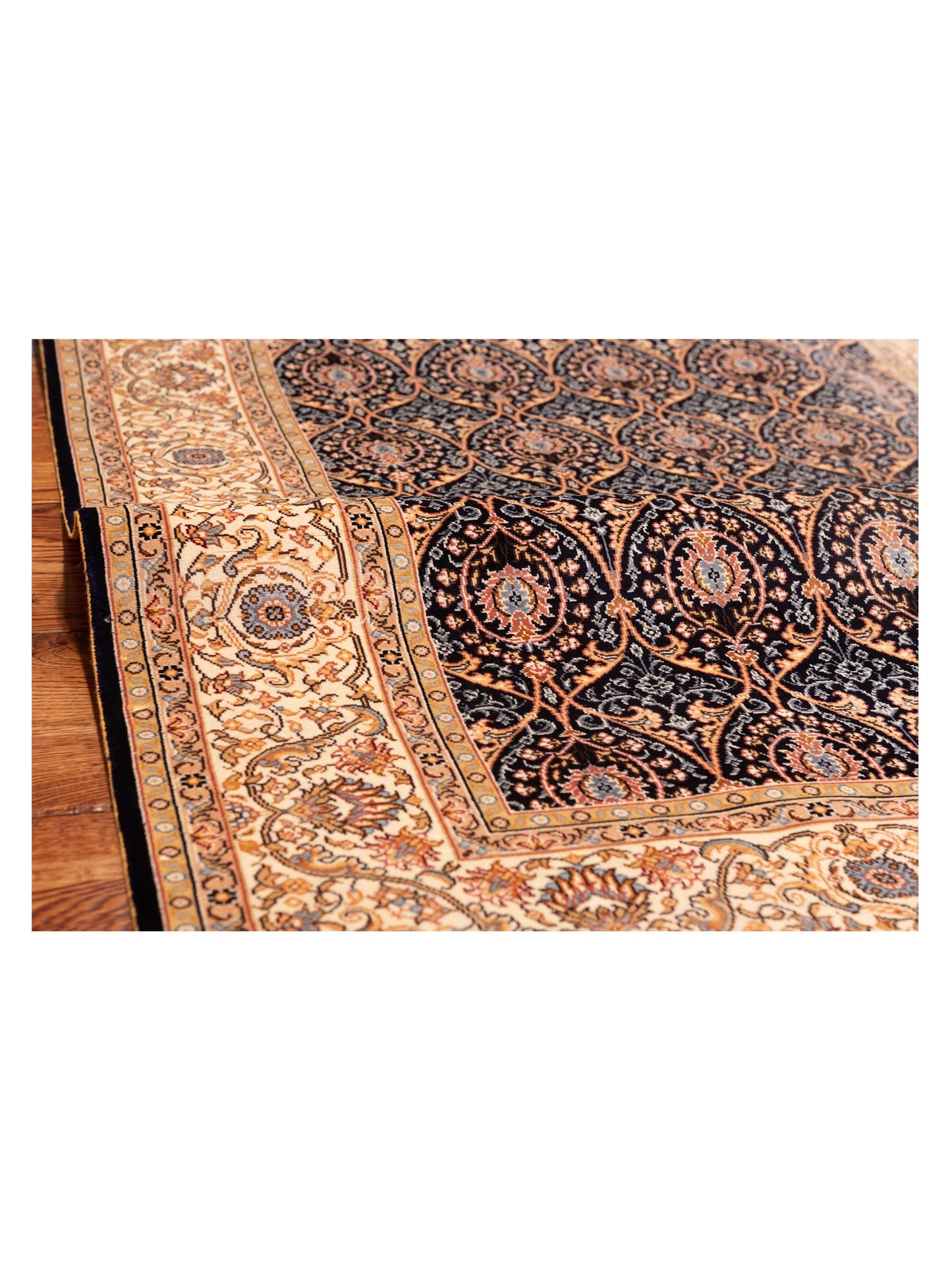 Elegance 146825 Dark Blue Beige 3.3x5 Hand Knotted Rug