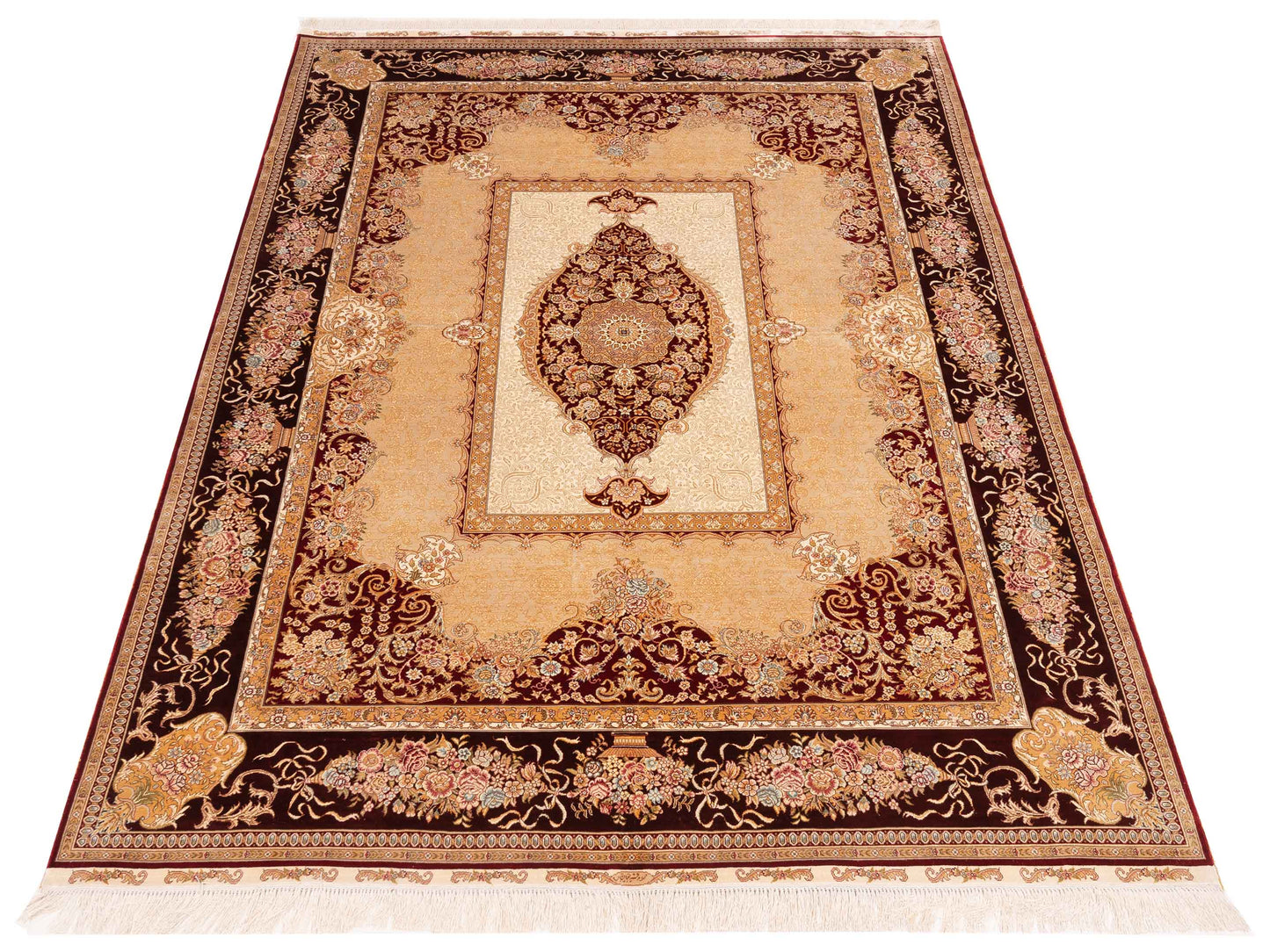 Elegance 146834 Camel Burgundy 6x8.5 Hand Knotted Rug