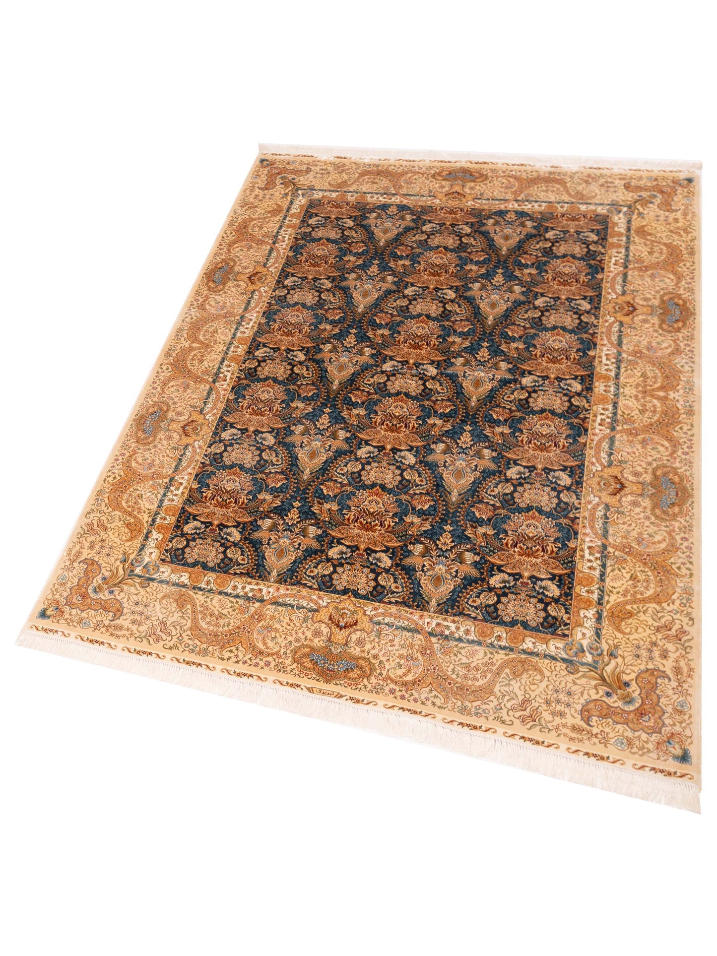 Elegance 146855 Teal Blue Beige 6x9 Hand Knotted Rug