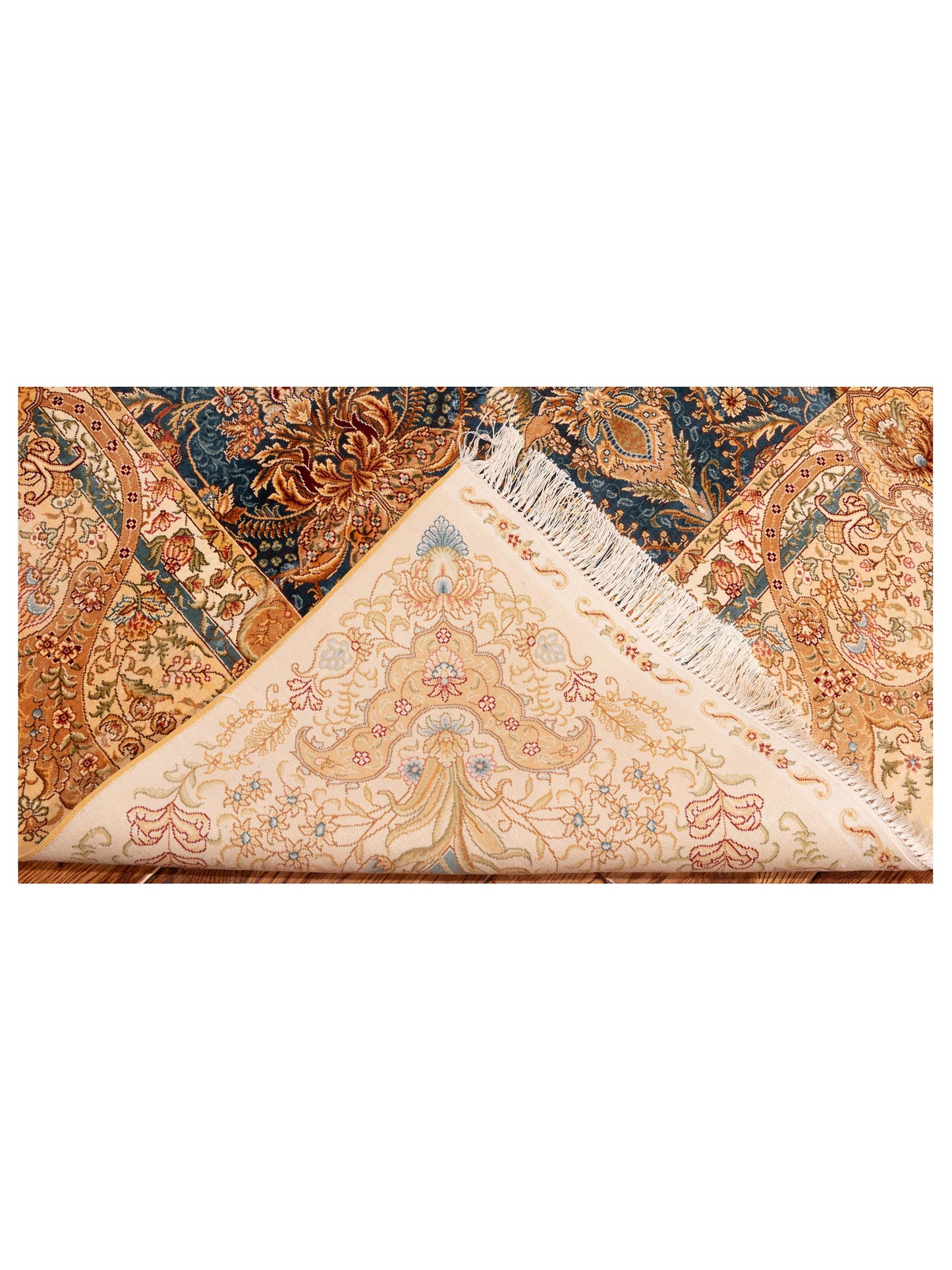 Elegance 146855 Teal Blue Beige 6x9 Hand Knotted Rug