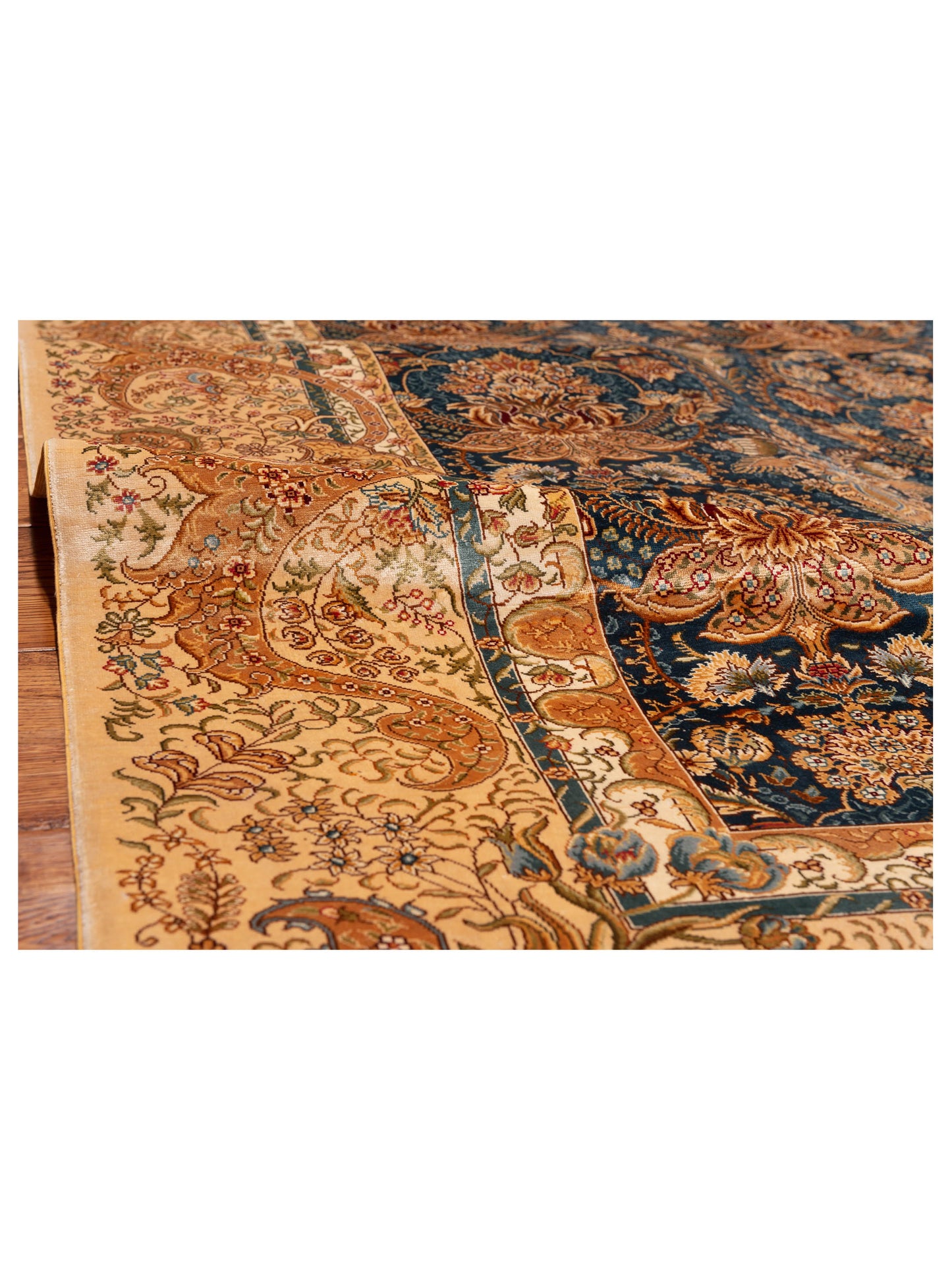 Elegance 146855 Teal Blue Beige 6x9 Hand Knotted Rug