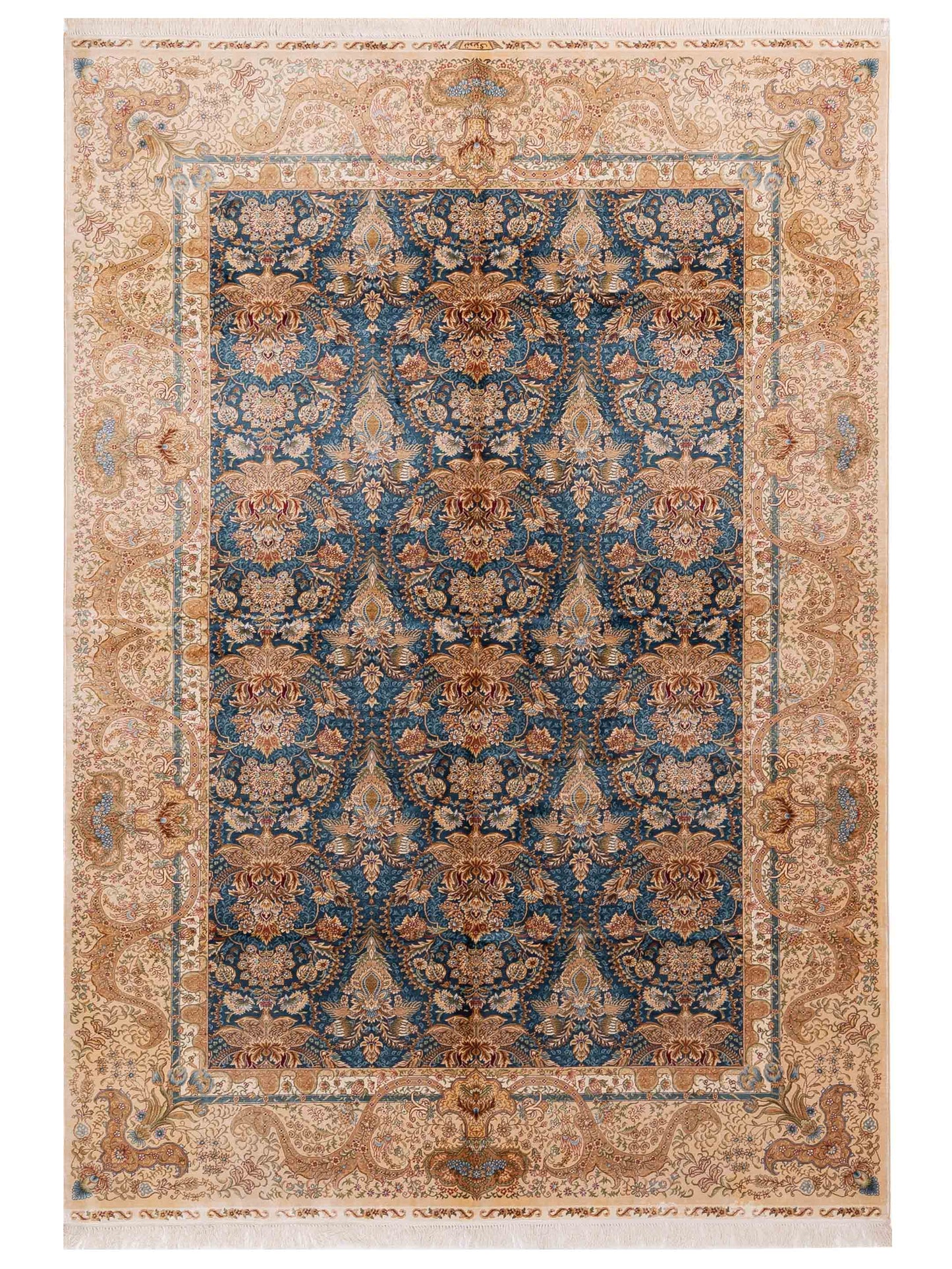 Pasha Elegance  Teal Blue Beige Traditional