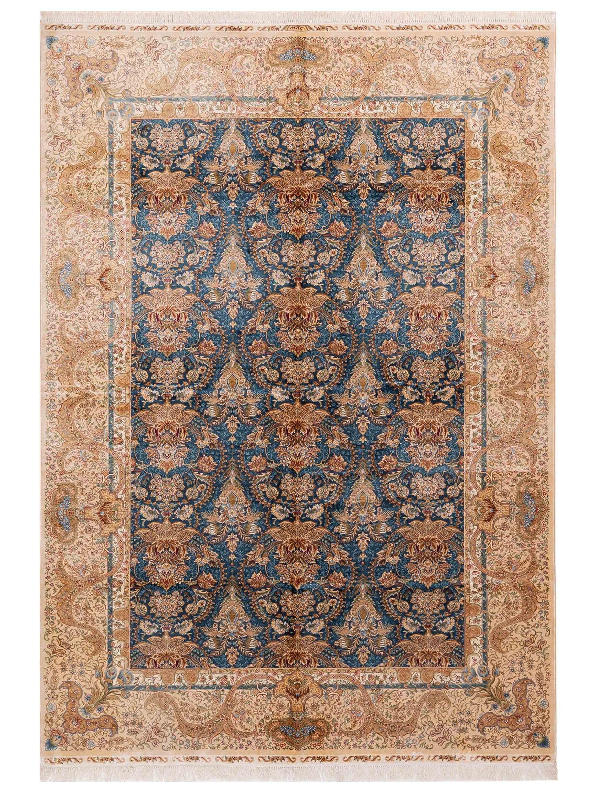 Pasha Elegance  Teal Blue Beige Traditional