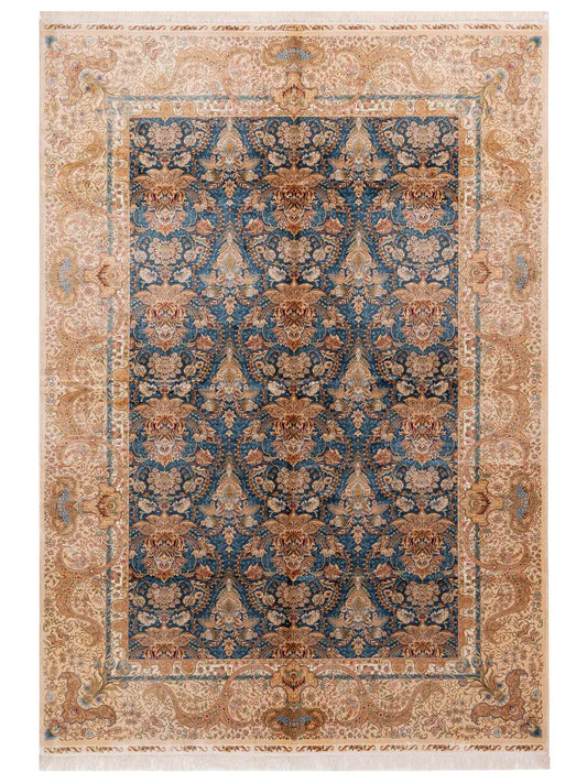 Pasha Elegance  Teal Blue Beige Traditional