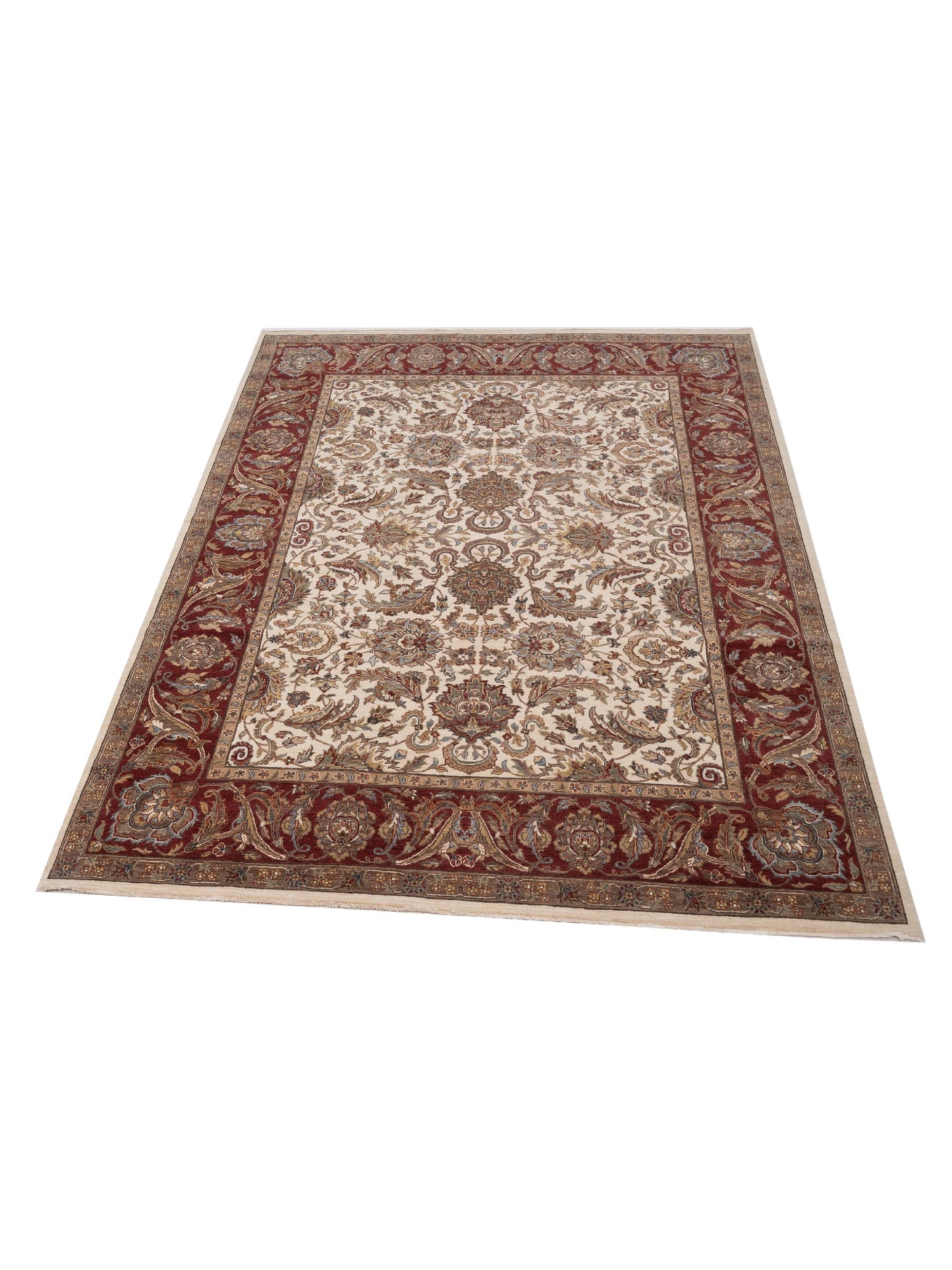 Crown 146921 Ivory Burgundy 9.1x12.2 Hand Knotted Rug