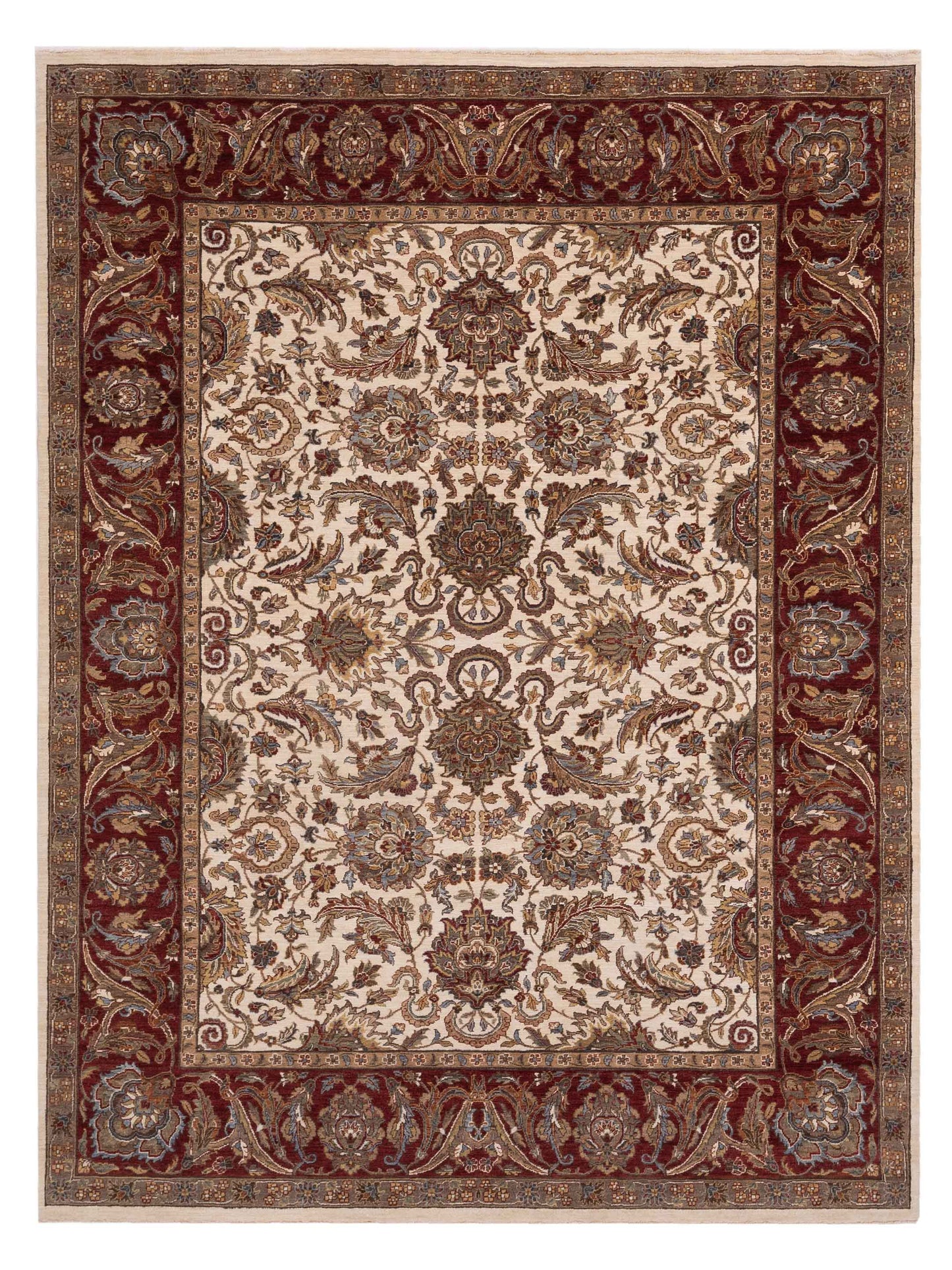 Rajpur Crown Ivory Burgundy Transitional