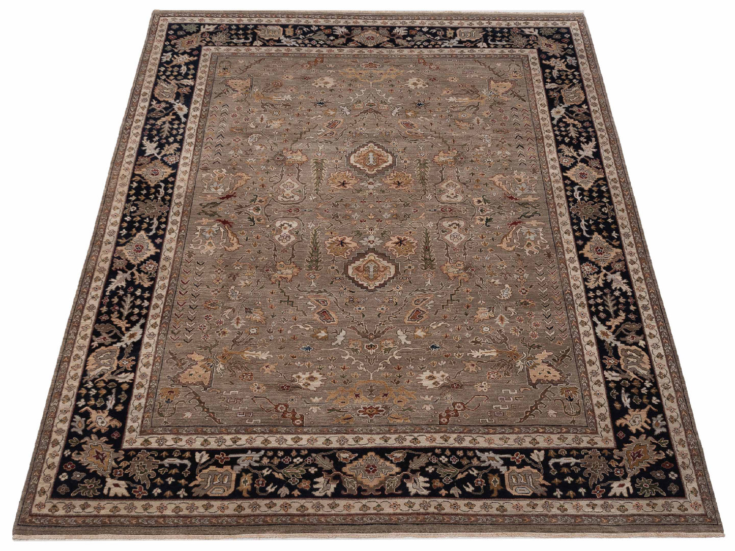 Crown 146922 Silver Black 9x12.1 Hand Knotted Rug