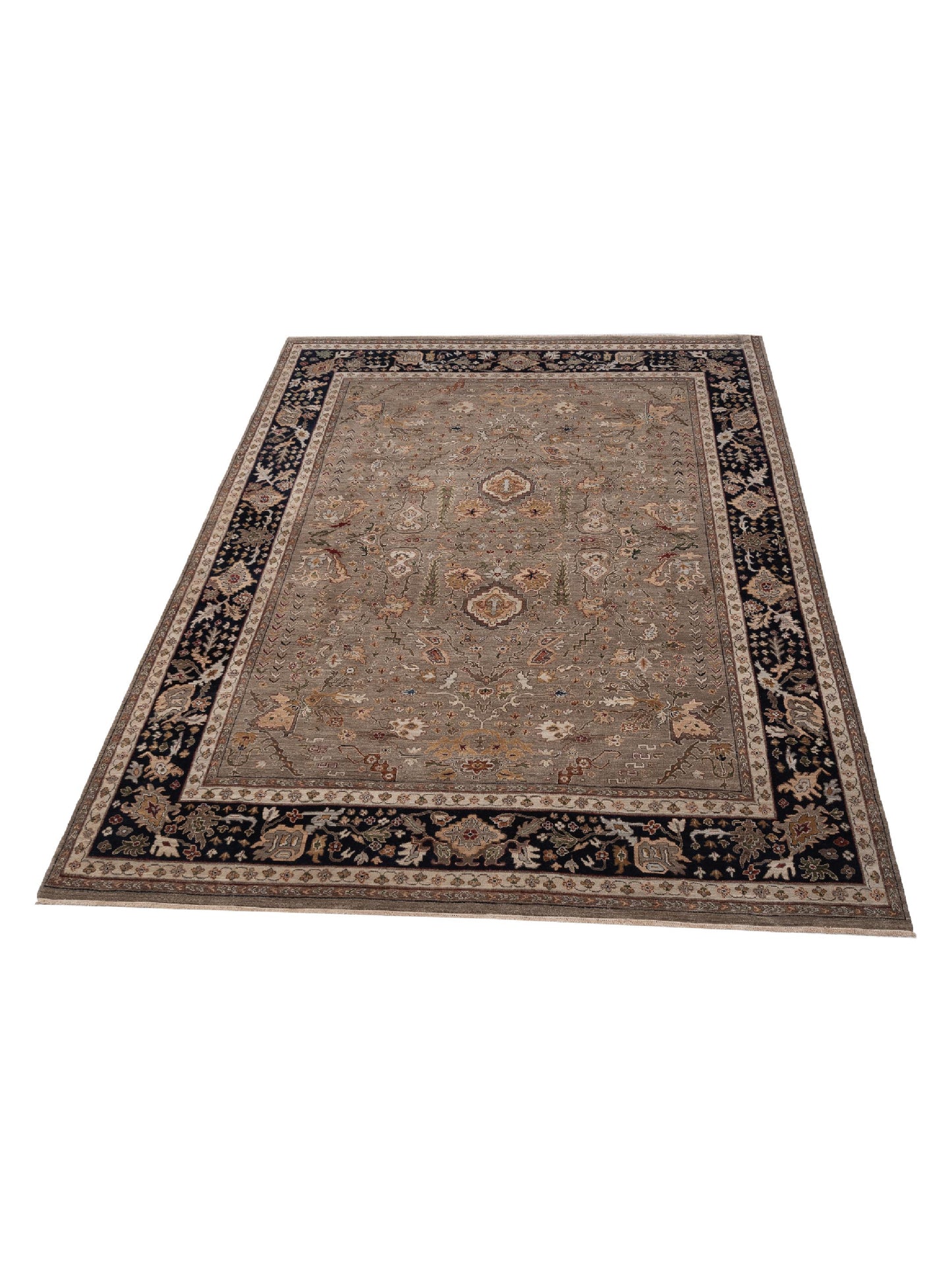 Crown 146922 Silver Black 9x12.1 Hand Knotted Rug