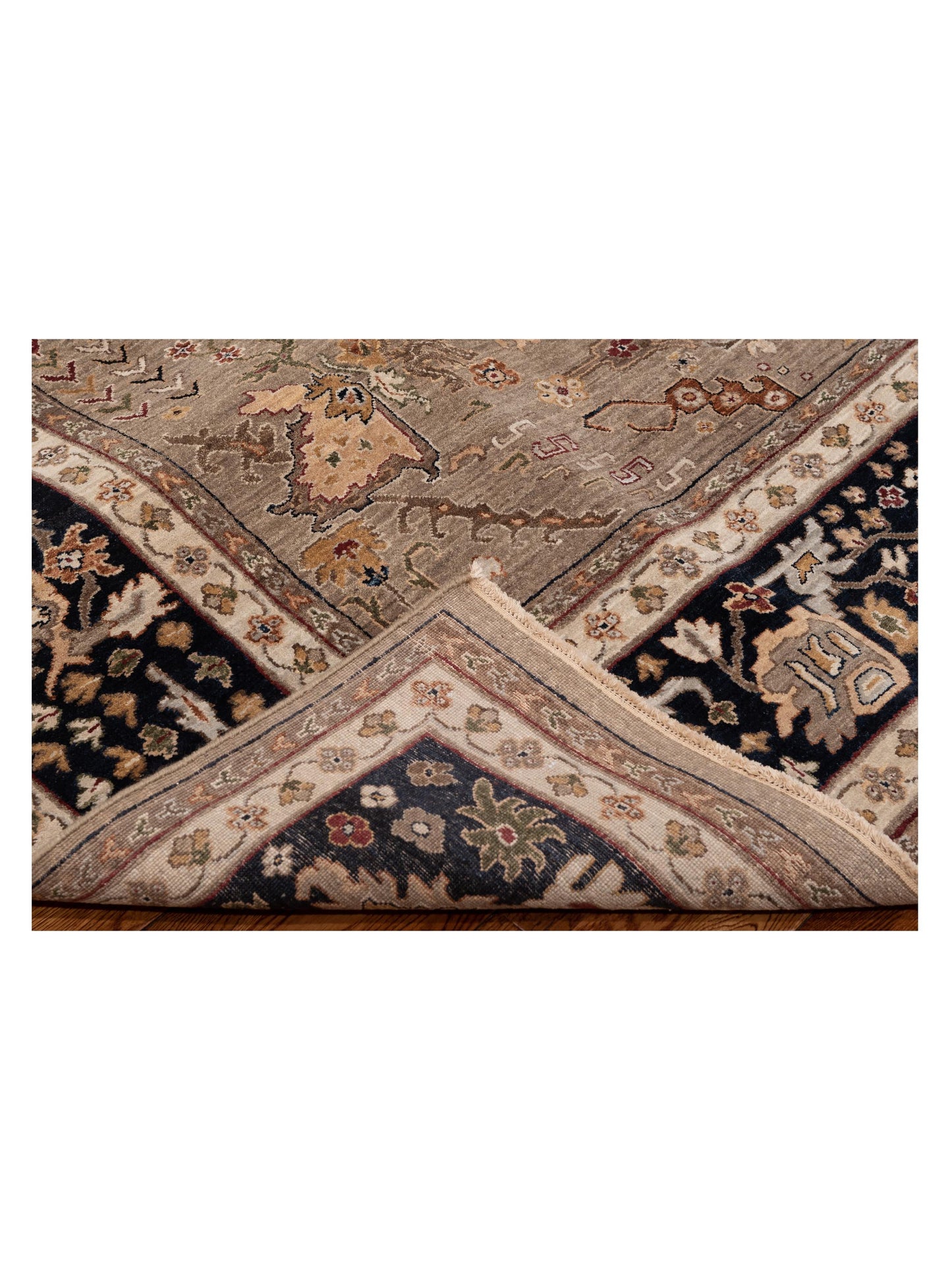 Crown 146922 Silver Black 9x12.1 Hand Knotted Rug