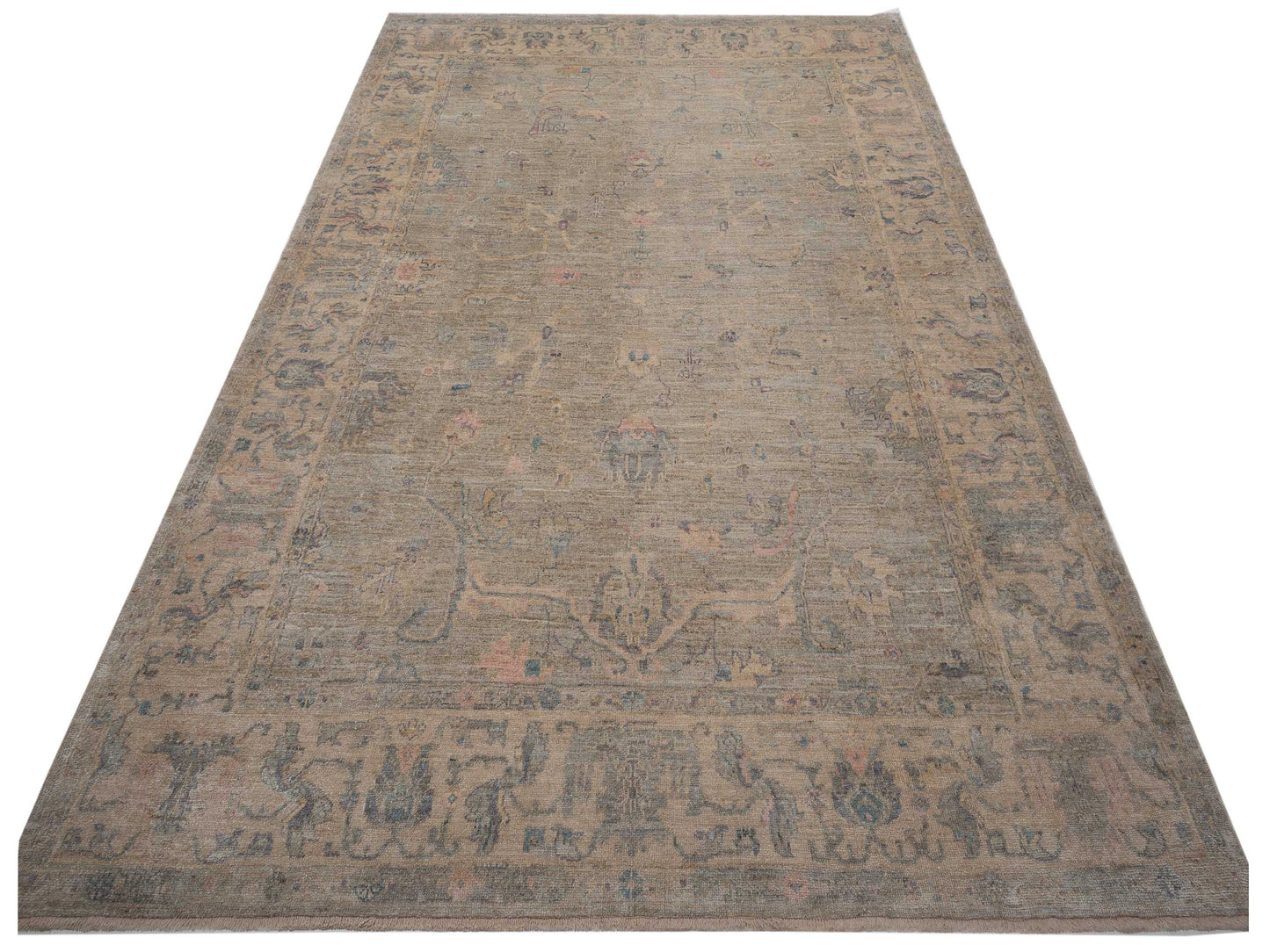 Angora Oushak 146934 Gray Ivory 10.5x14.3 Hand Knotted Rug