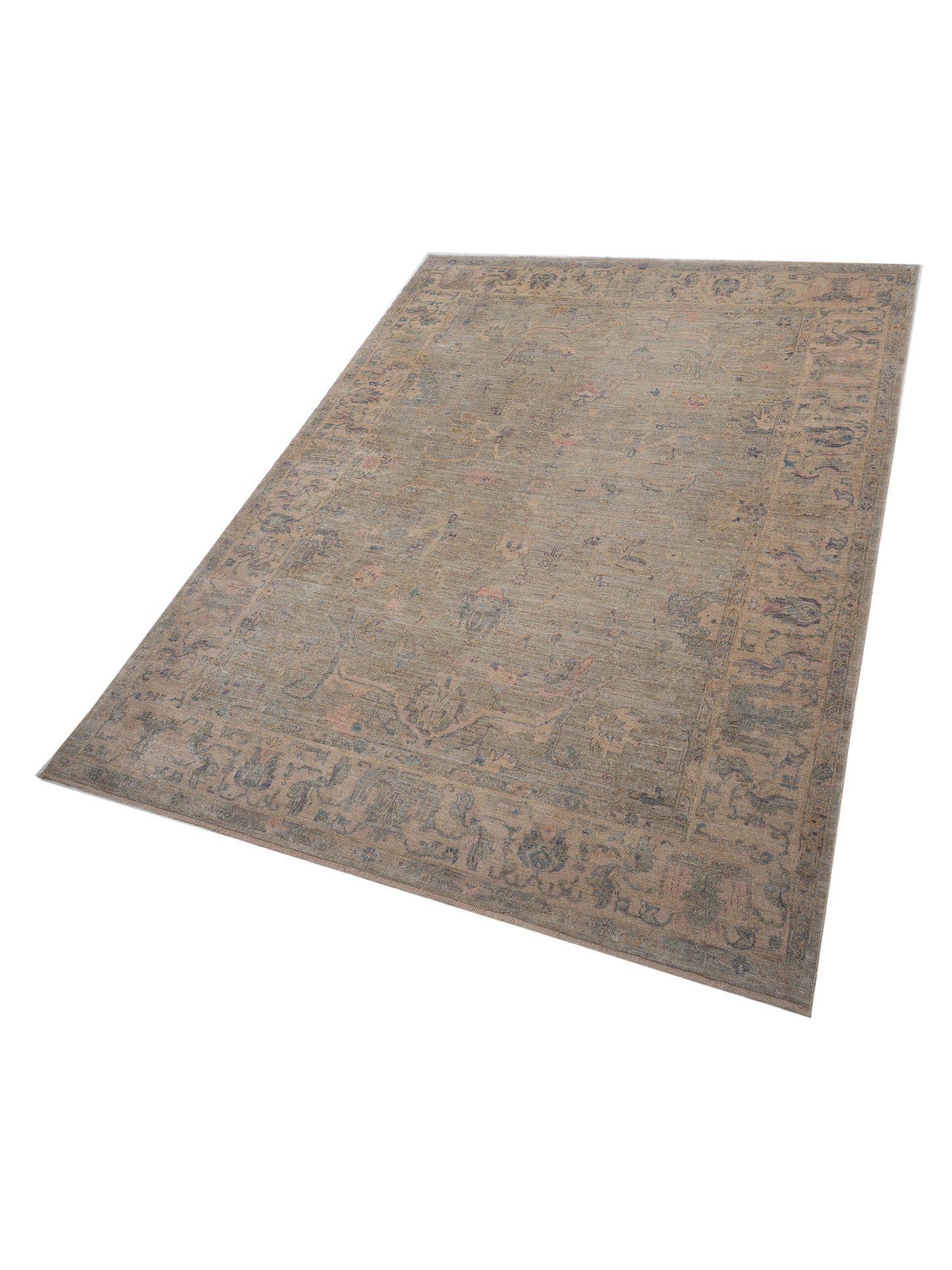 Angora Oushak 146934 Gray Ivory 10.5x14.3 Hand Knotted Rug