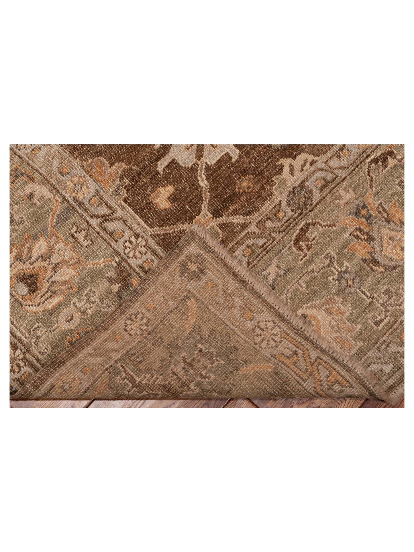 Angora Oushak 146947 Brown Green 9.2x10.9 Hand Knotted Rug