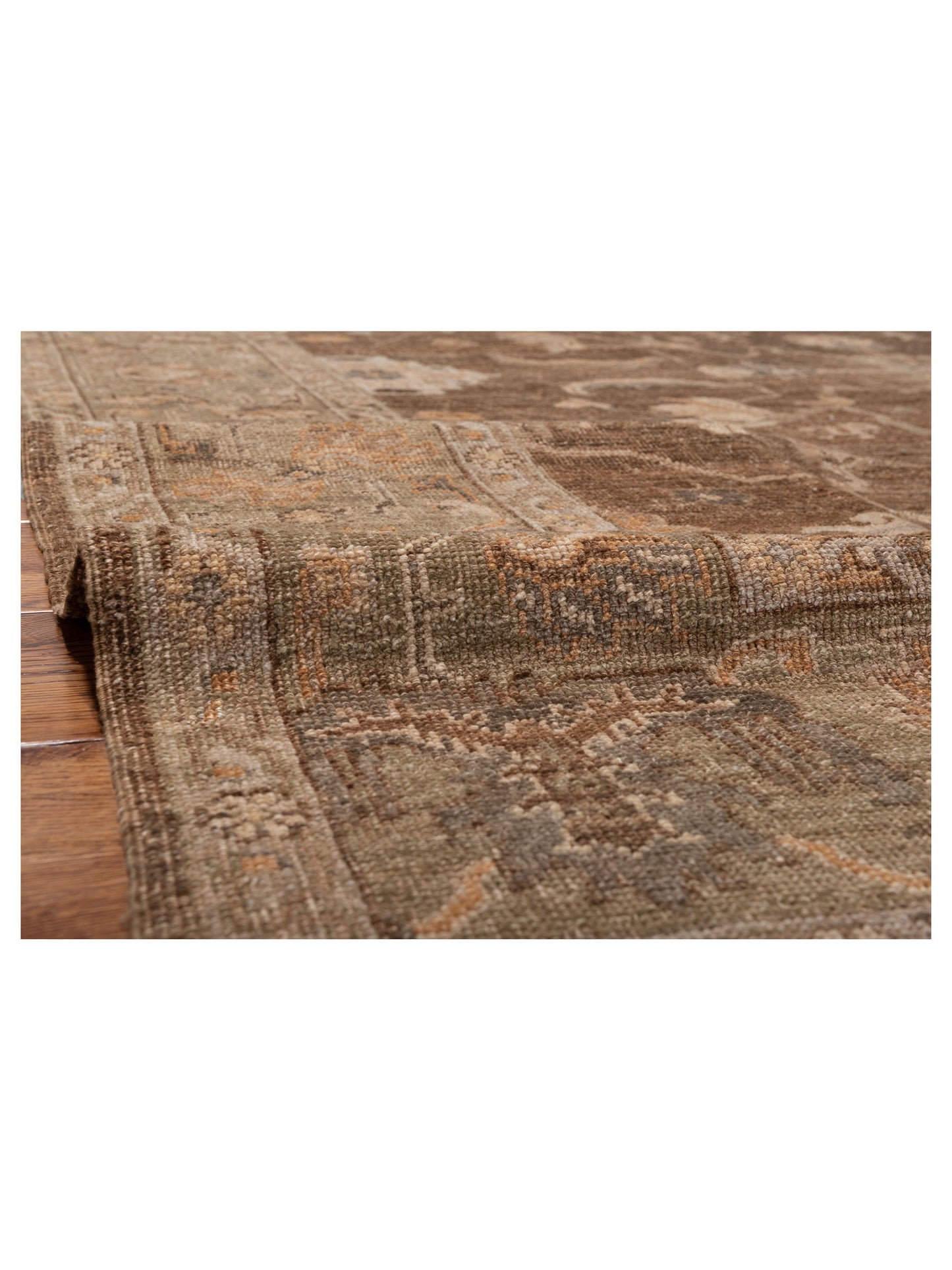 Angora Oushak 146947 Brown Green 9.2x10.9 Hand Knotted Rug