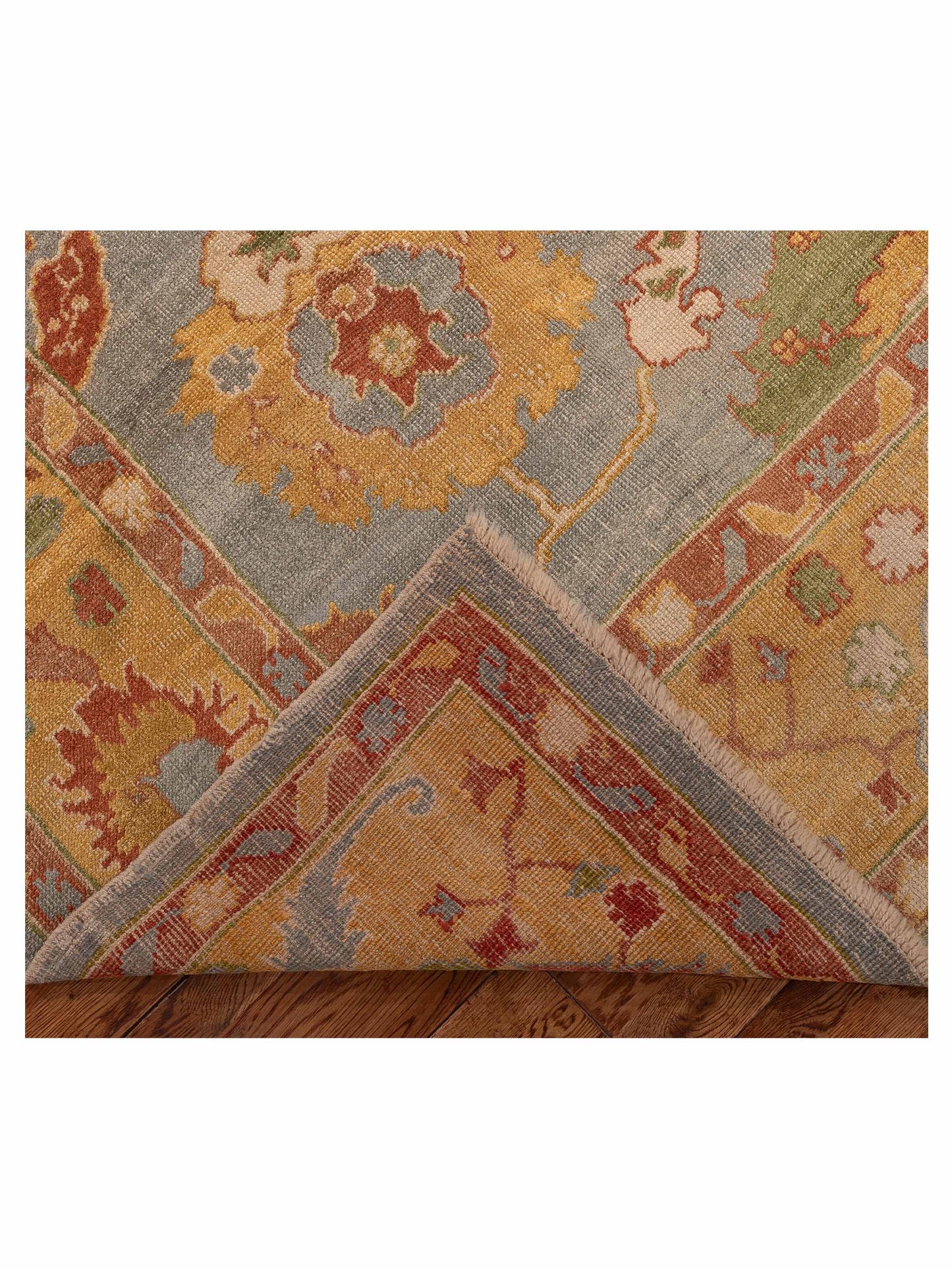 Angora Oushak 146964 Teal Blue Gold 8x10.2 Hand Knotted Rug