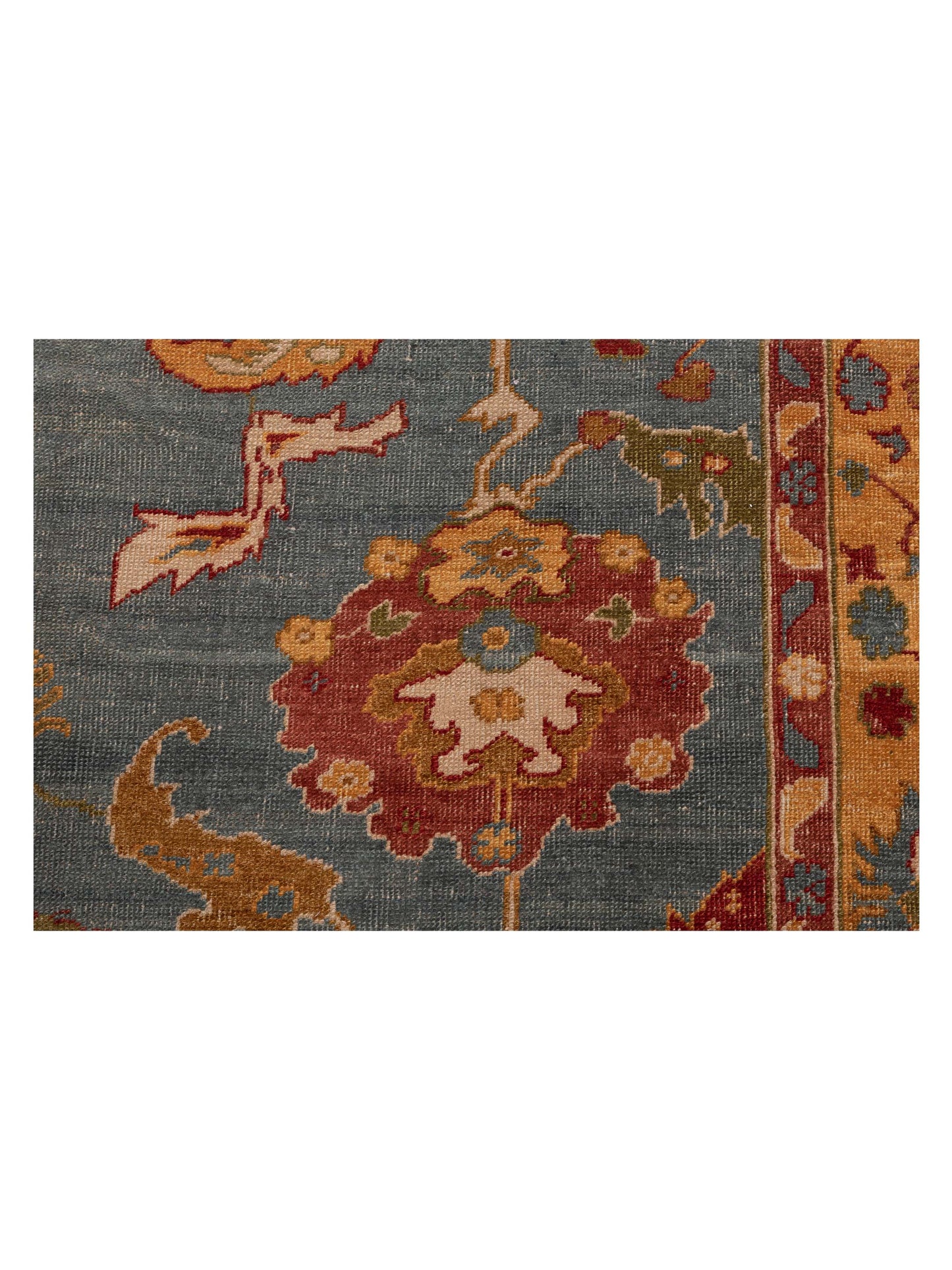 Angora Oushak 146964 Teal Blue Gold 8x10.2 Hand Knotted Rug