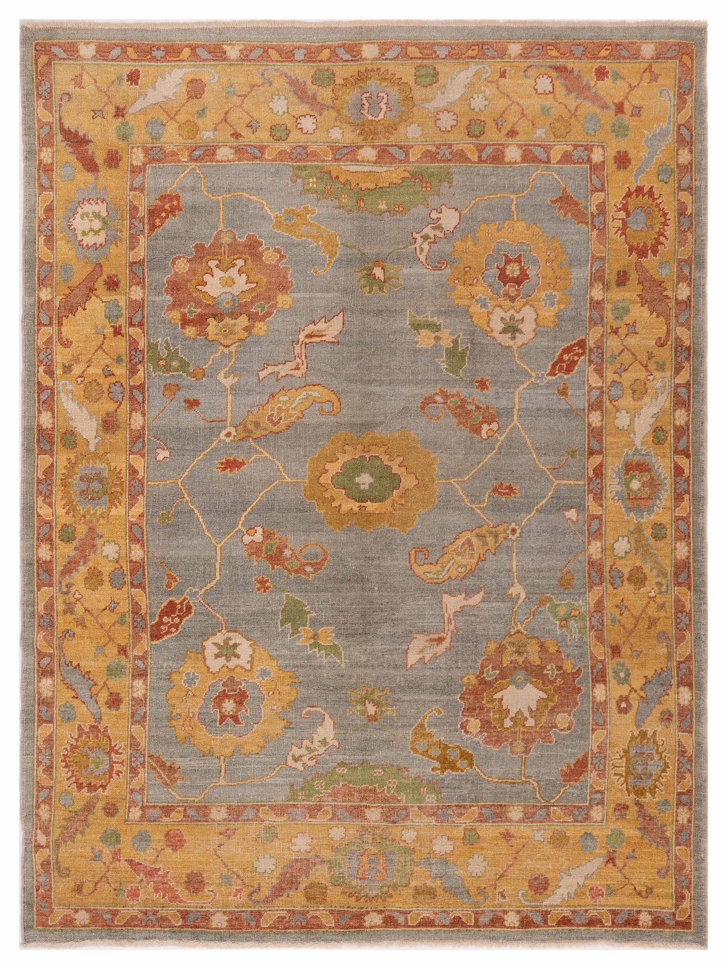 Anadol Angora Oushak Teal Blue Gold Traditional