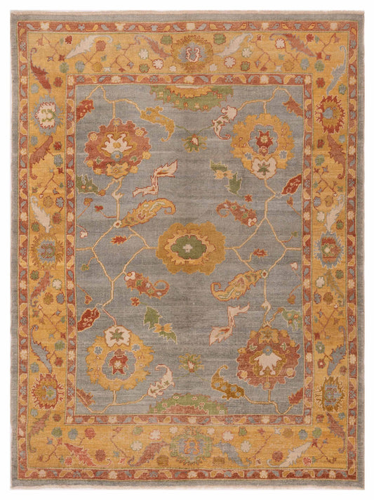 Anadol Angora Oushak  Teal Blue Gold Traditional