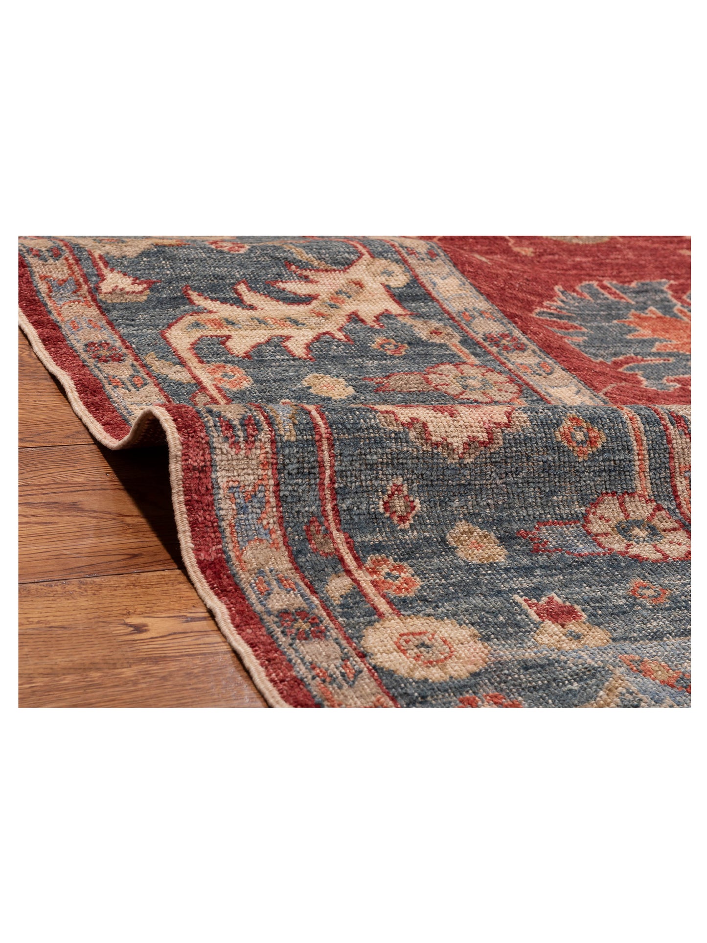 Angora Oushak 147001 Red Dark Blue 10.3x13.4 Hand Knotted Rug