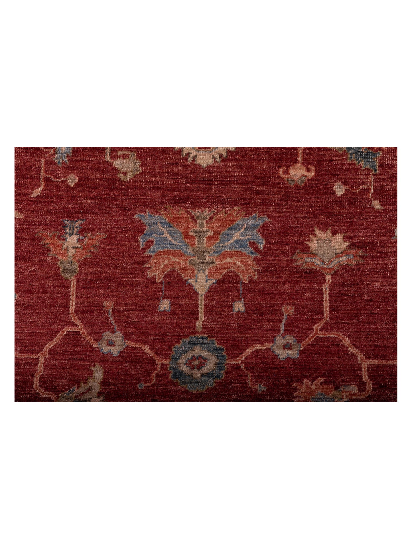 Angora Oushak 147001 Red Dark Blue 10.3x13.4 Hand Knotted Rug