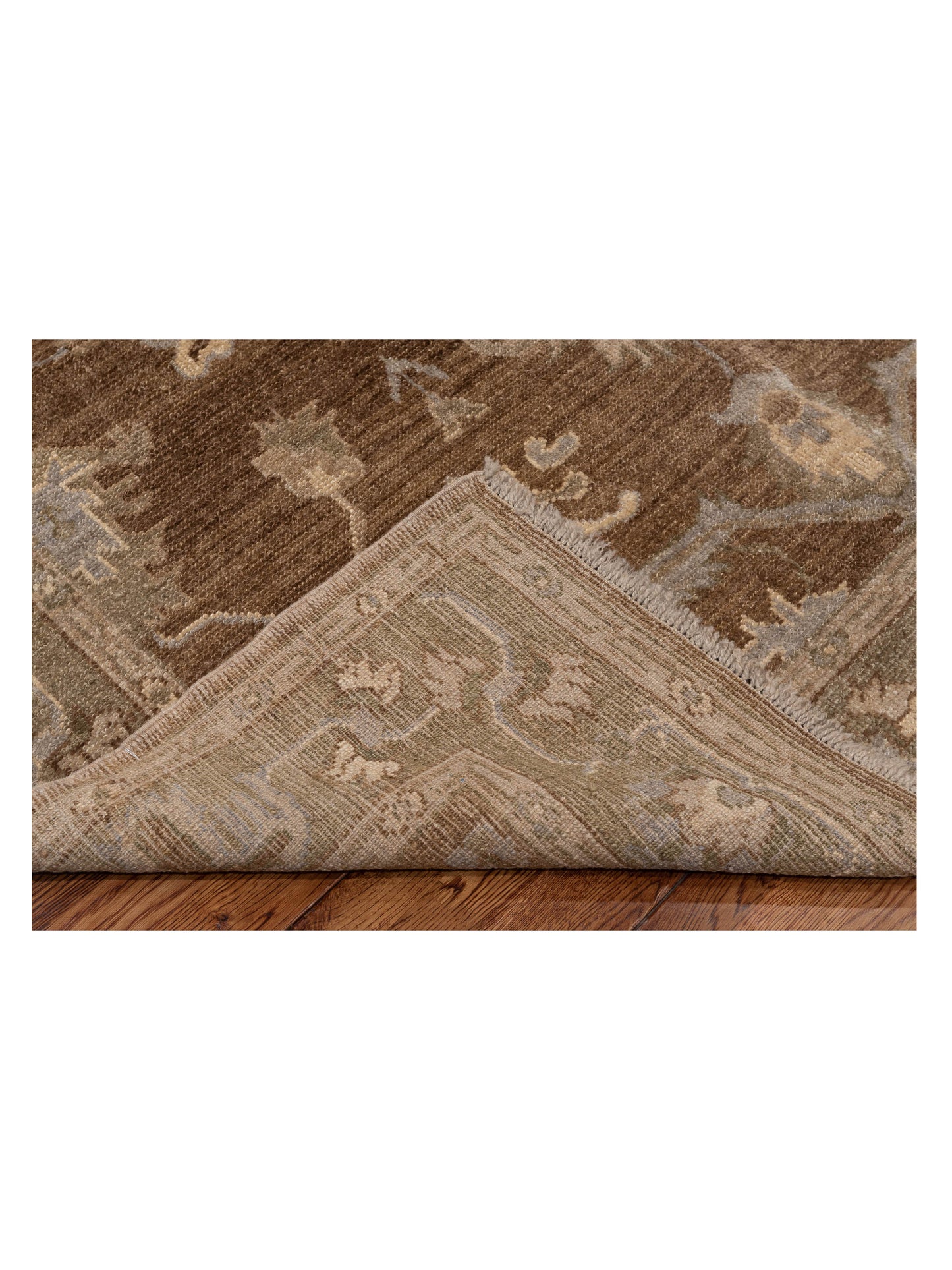 Angora Oushak 147005 Brown Green 5.11x8.7 Hand Knotted Rug