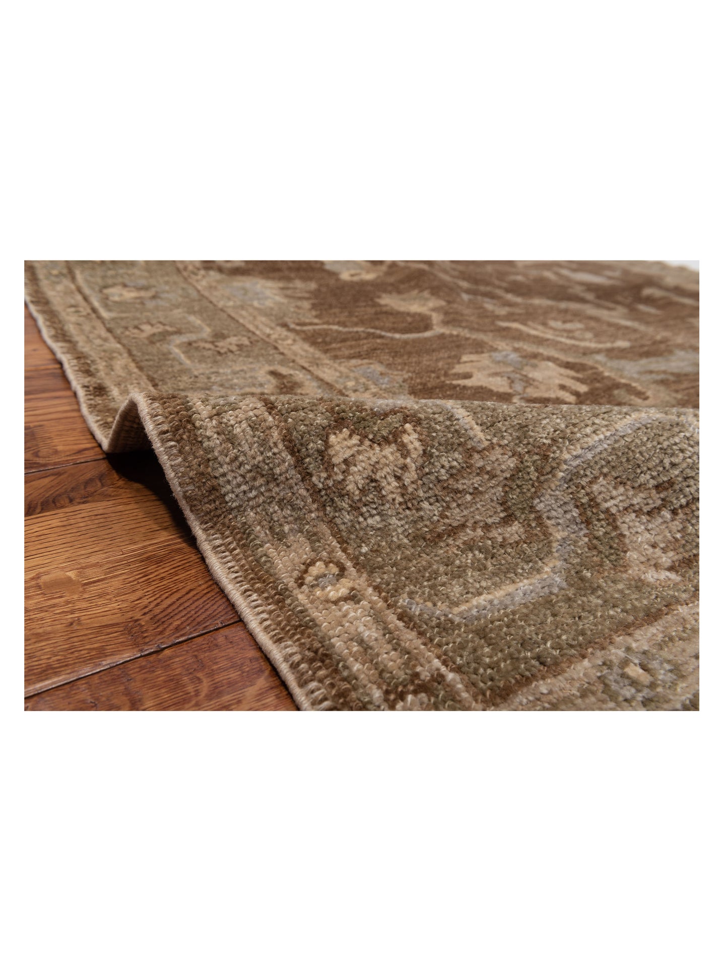 Angora Oushak 147005 Brown Green 5.11x8.7 Hand Knotted Rug