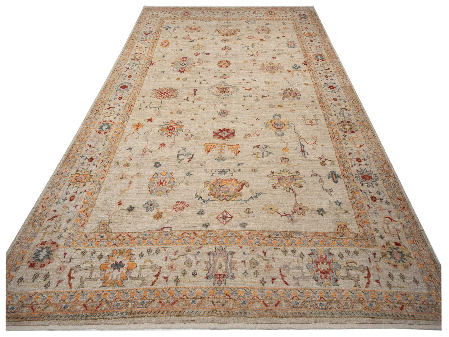 Angora Oushak 147008 Ivory Ivory 12.3x17.6 Hand Knotted Rug
