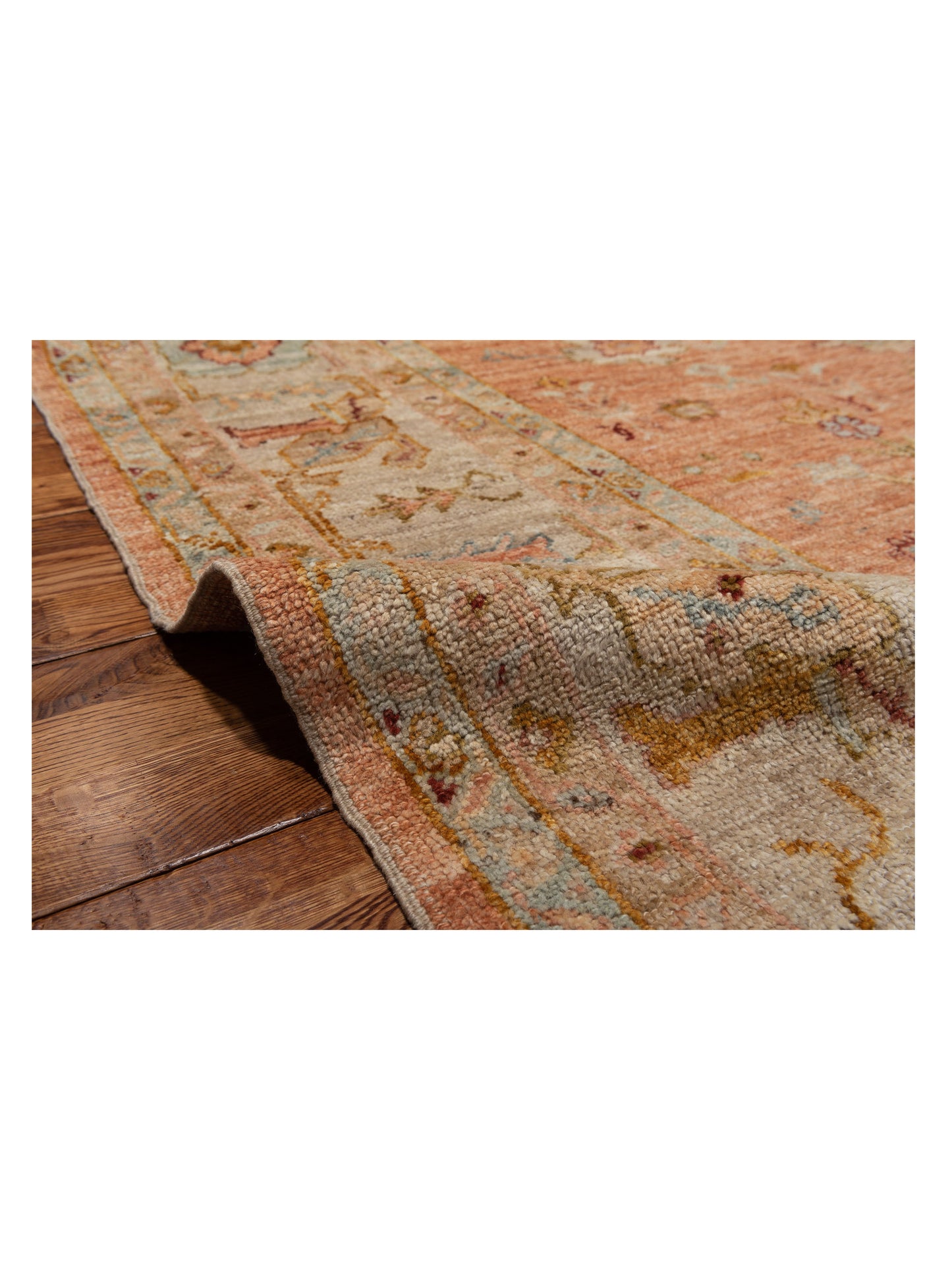 Angora Oushak 147040 Pink Ivory 9.7x13.1 Hand Knotted Rug