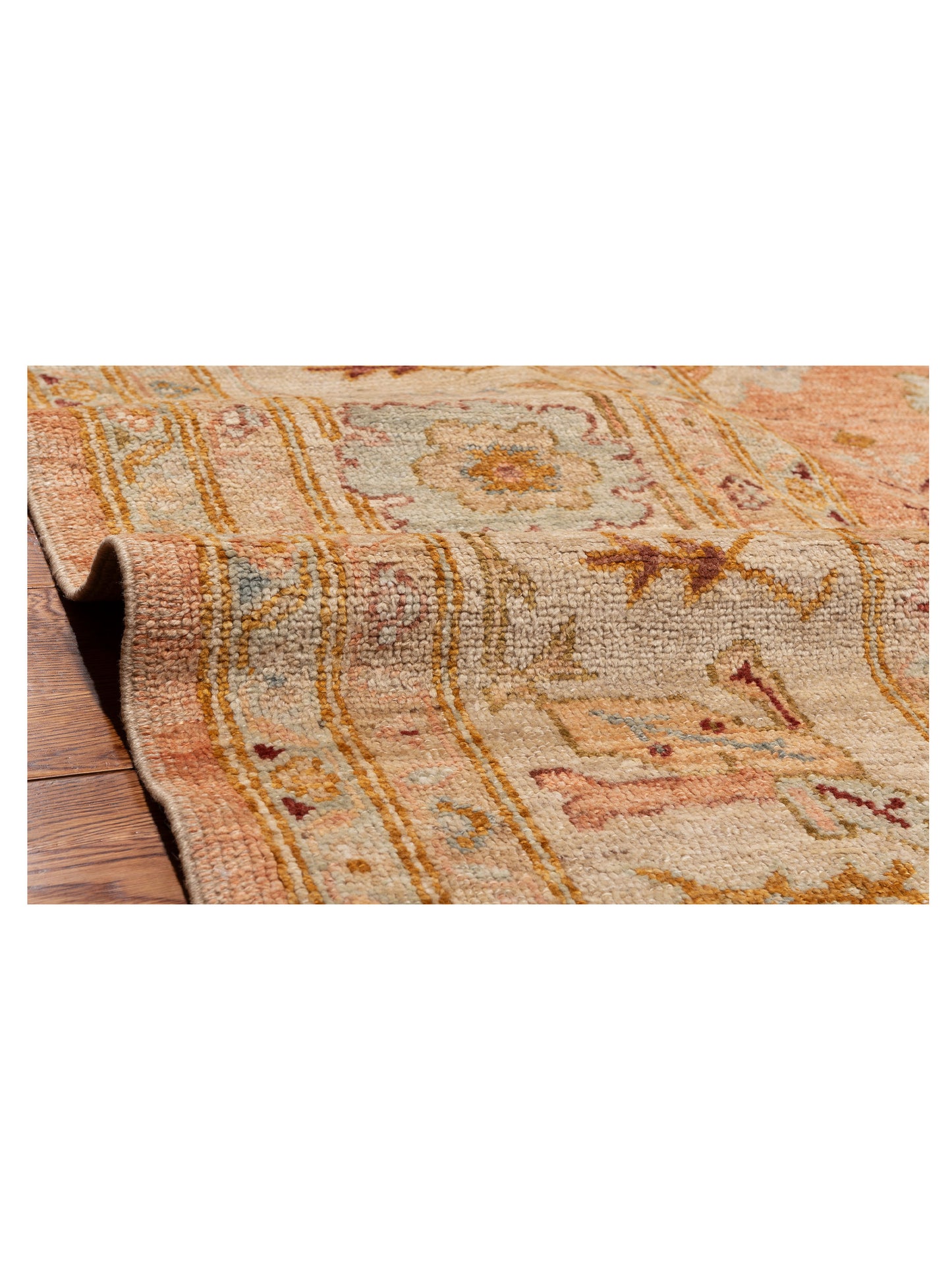 Angora Oushak 147097 Pink Ivory 12x17.4 Hand Knotted Rug