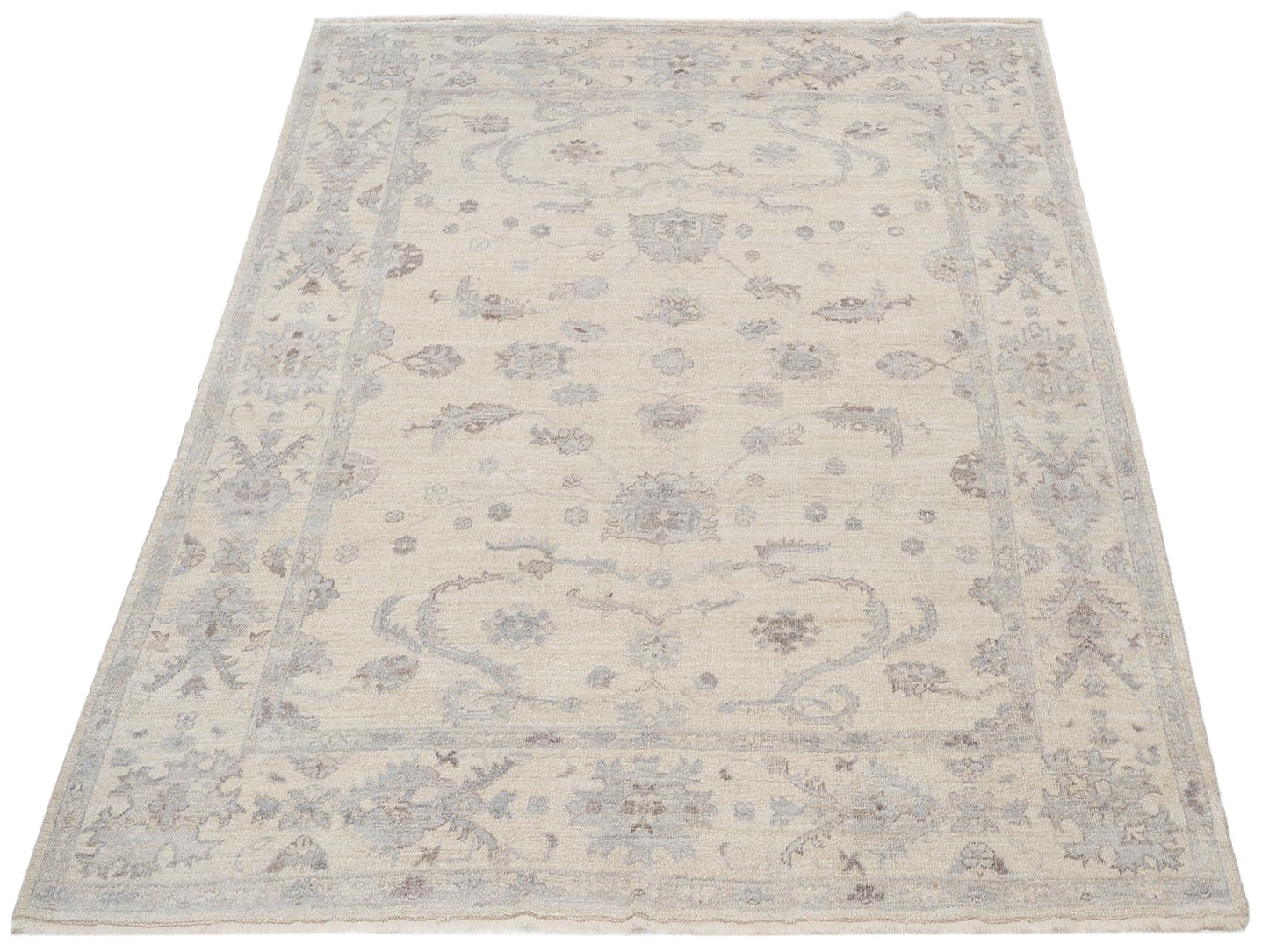 Angora Oushak 147143 Ivory Ivory 7.11x8.8 Hand Knotted Rug