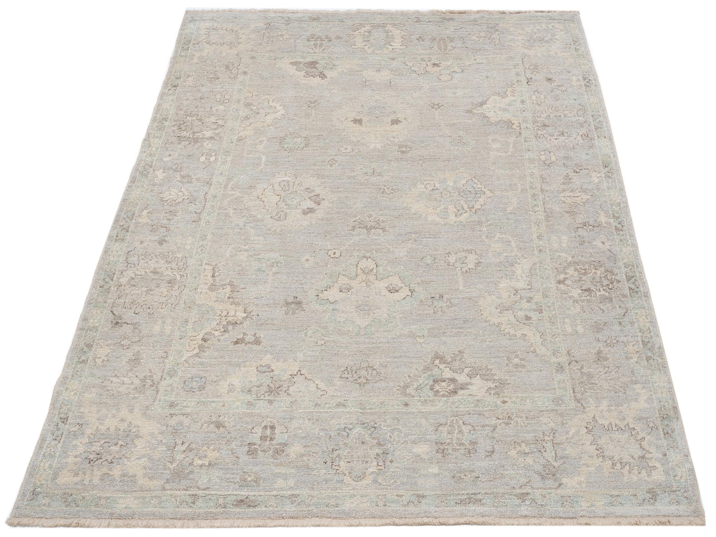 Angora Oushak 147148 Light Gray Light Gray 8.1x9.6 Hand Knotted Rug