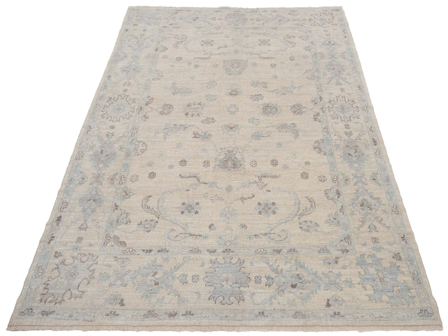 Angora Oushak 147154 Ivory Ivory 7.9x10.3 Hand Knotted Rug