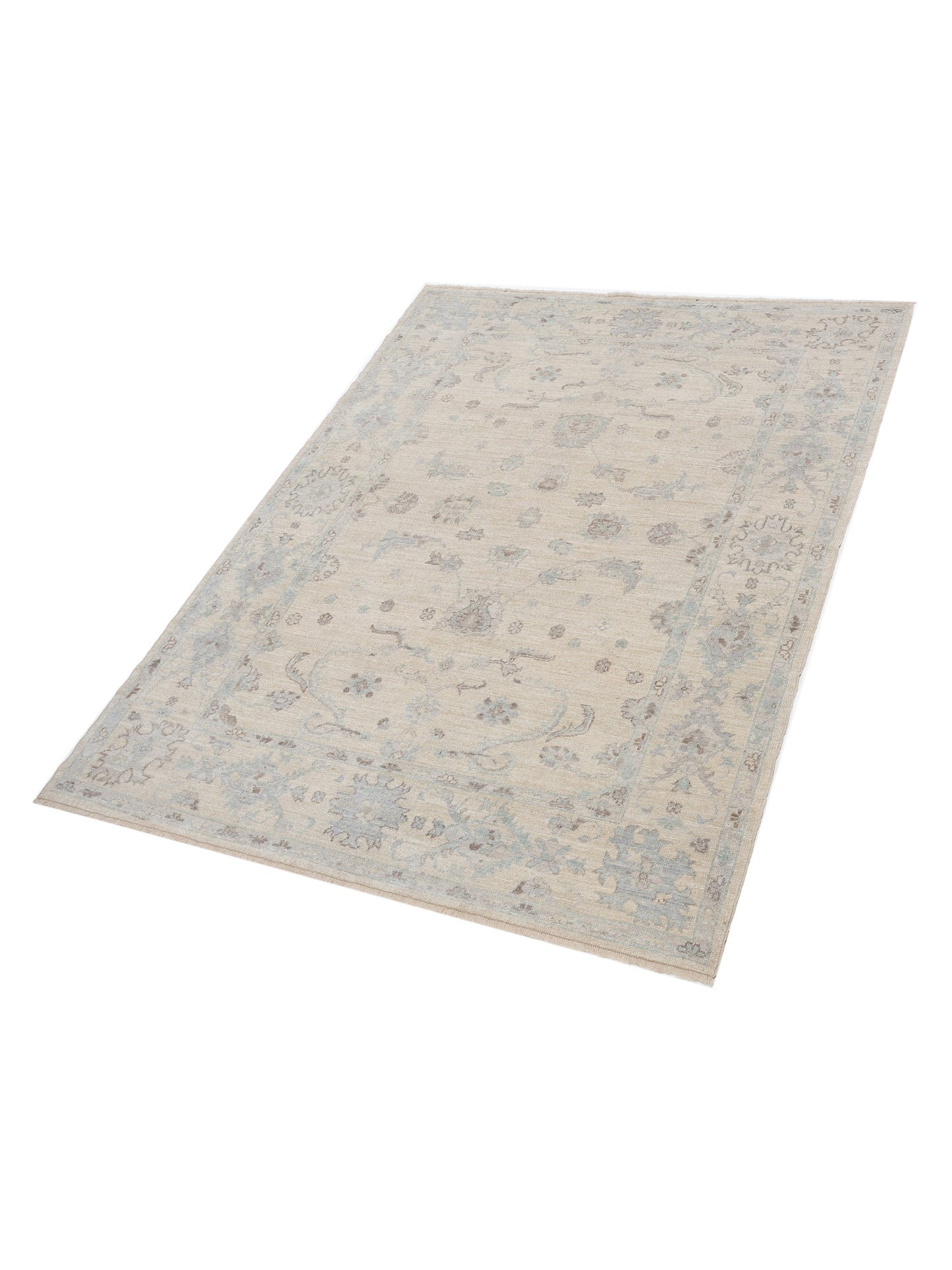 Angora Oushak 147154 Ivory Ivory 7.9x10.3 Hand Knotted Rug