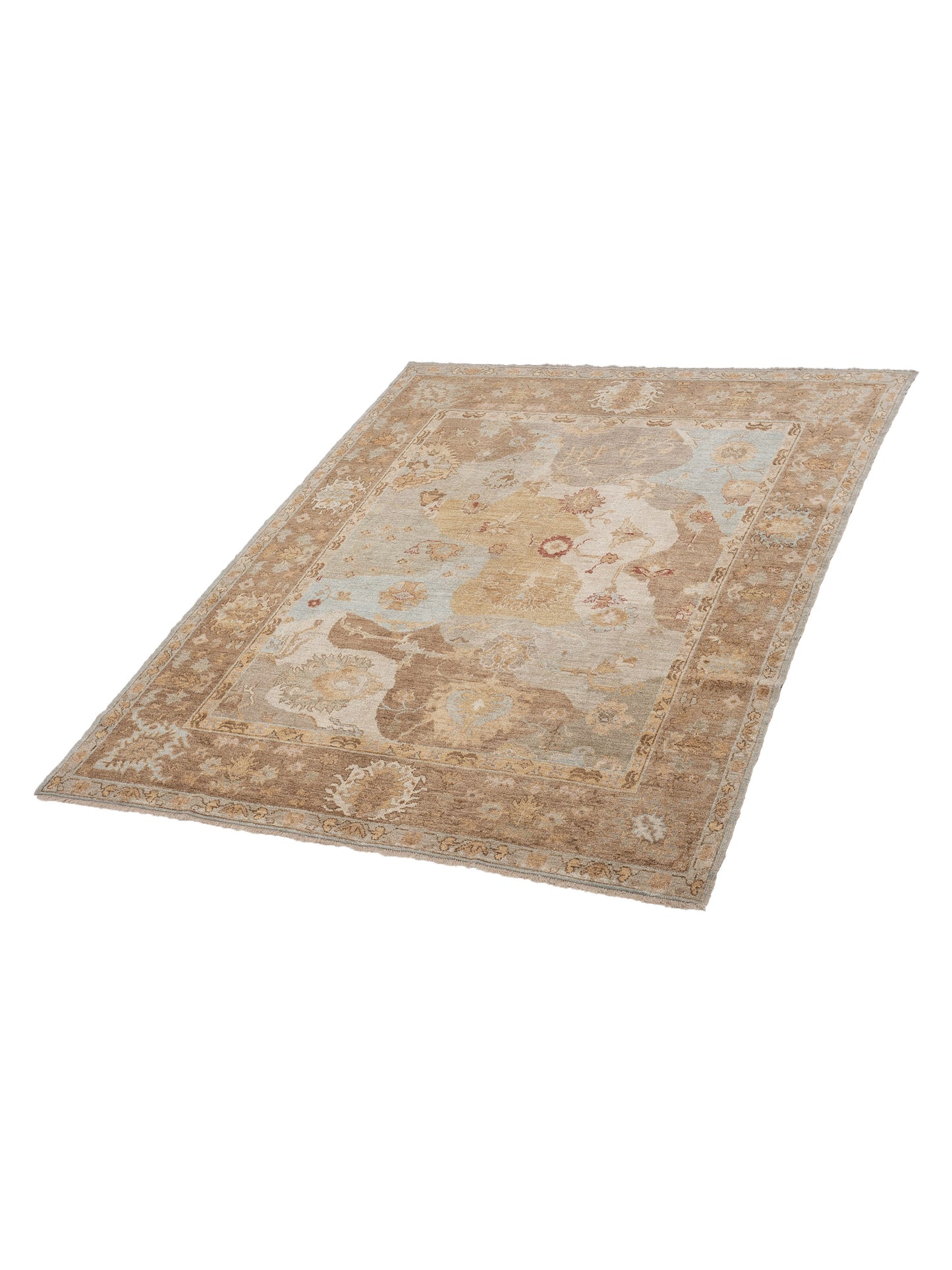 Angora Oushak 147179 Green Brown 7.8x9.9 Hand Knotted Rug
