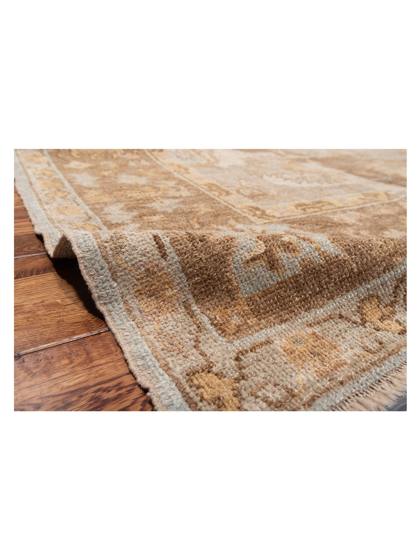 Angora Oushak 147179 Green Brown 7.8x9.9 Hand Knotted Rug