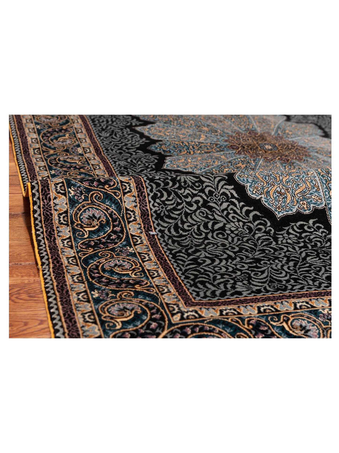 Elegance 147205 Black Blue 4x6.2 Hand Knotted Rug