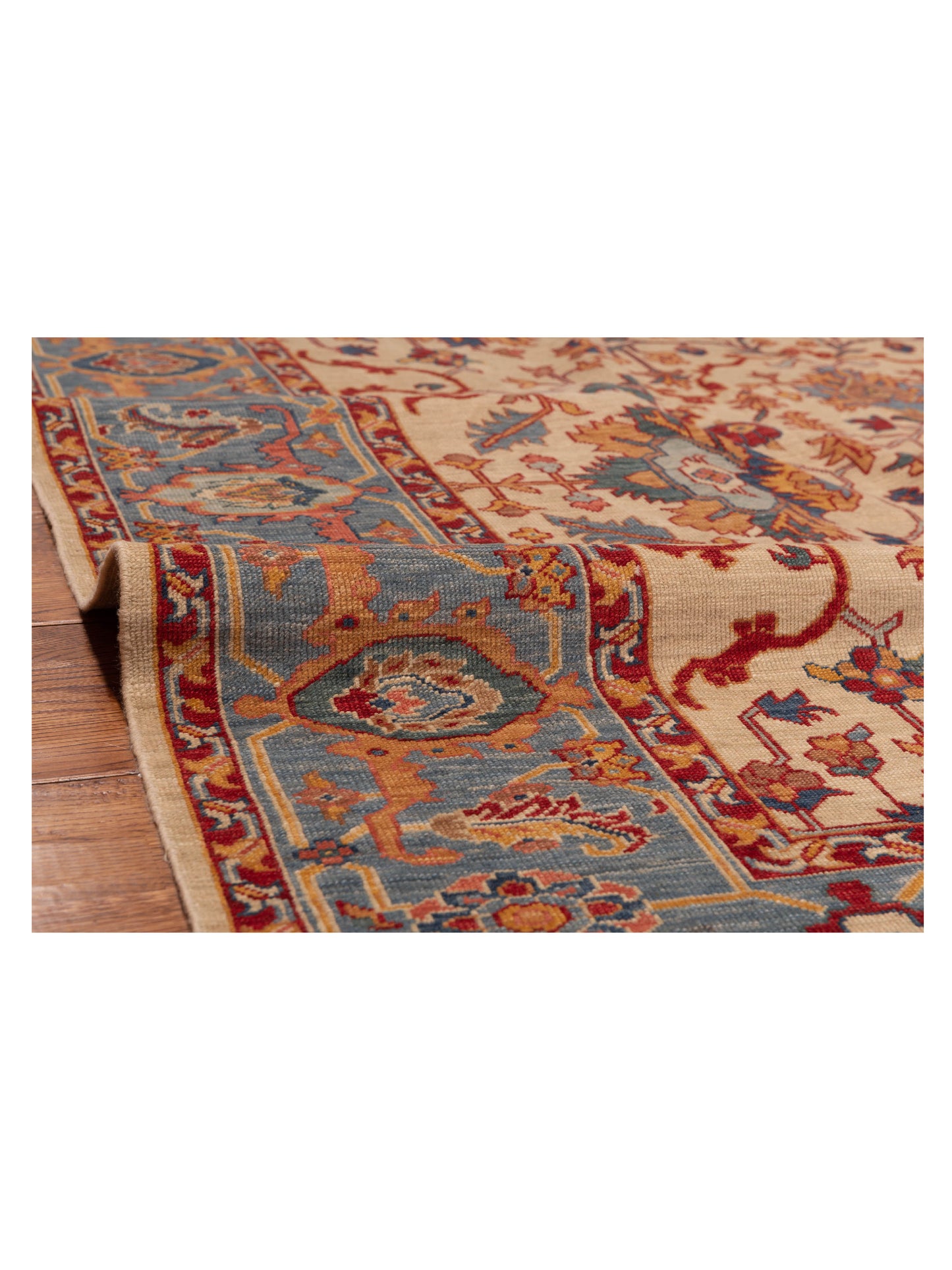 Antique Loom Fine 147213 Ivory Blue 6.4x6.7 Hand Knotted Rug