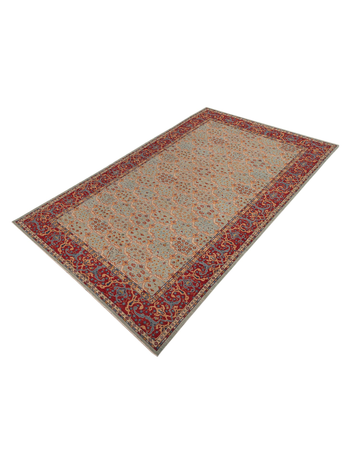 Antique Loom Fine 147216 Sea Blue Red 9.8x15.11 Hand Knotted Rug