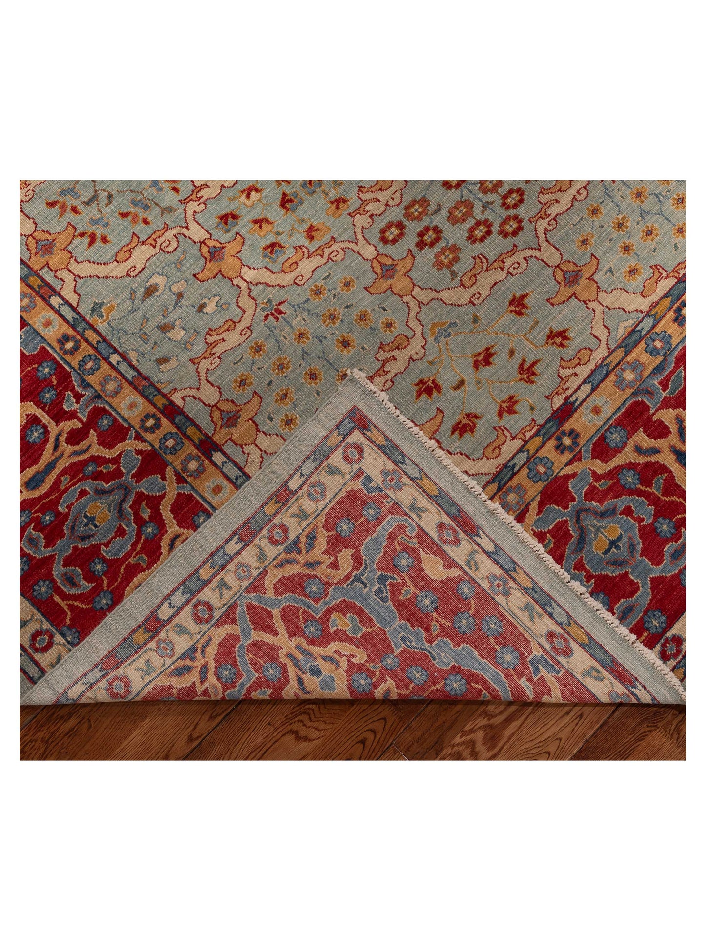 Antique Loom Fine 147216 Sea Blue Red 9.8x15.11 Hand Knotted Rug