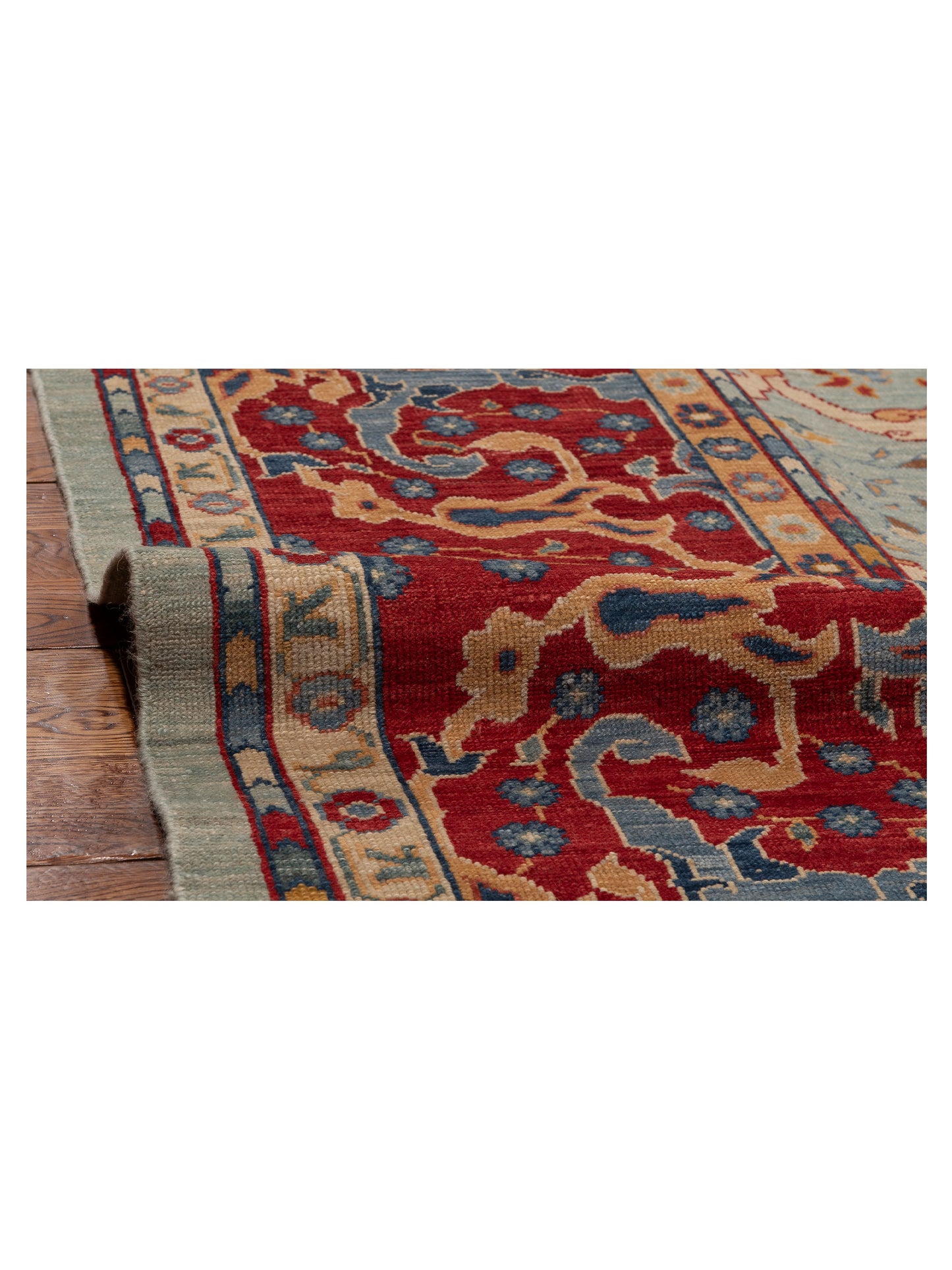 Antique Loom Fine 147216 Sea Blue Red 9.8x15.11 Hand Knotted Rug