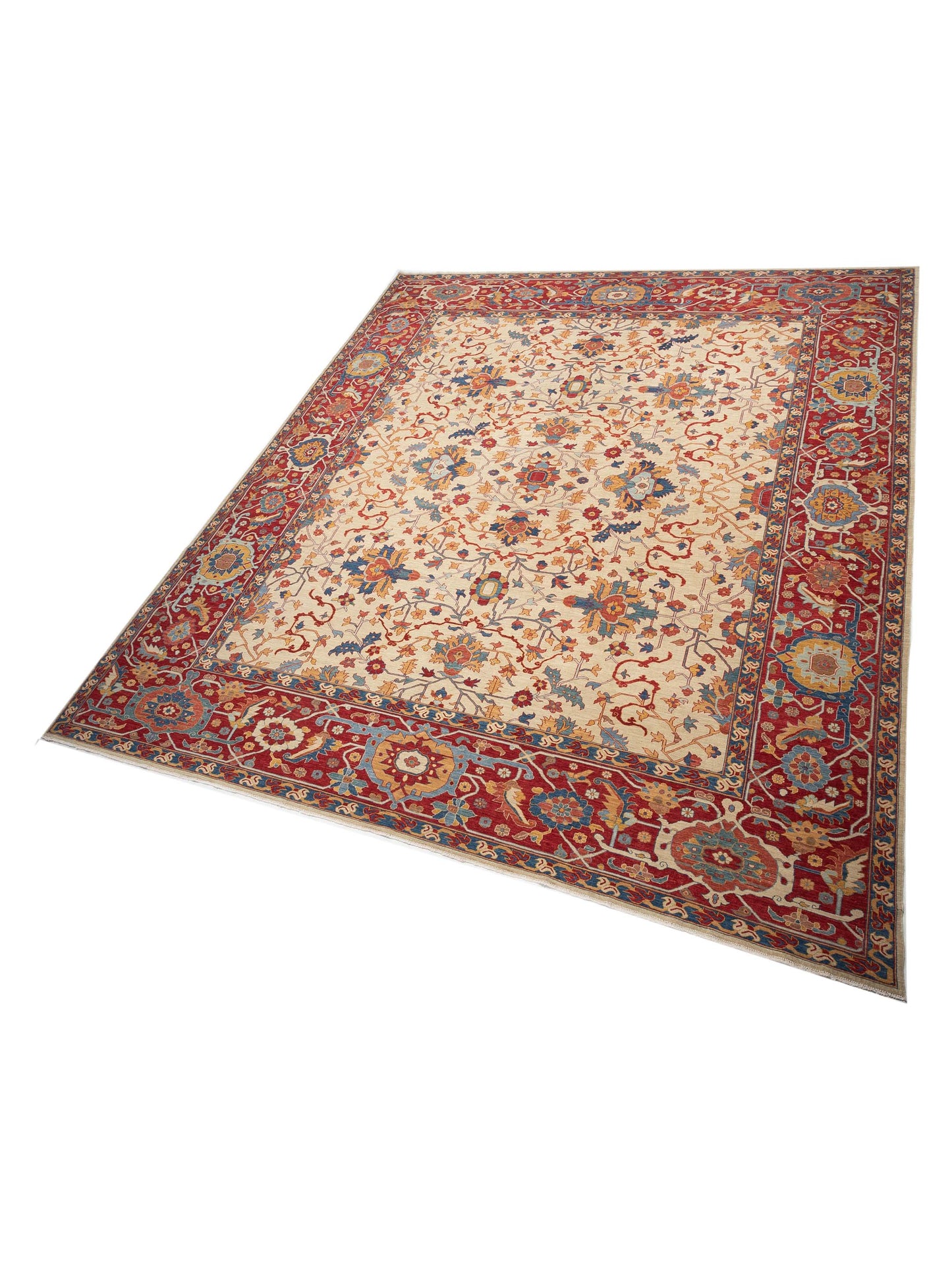 Antique Loom Fine 147222 Ivory Red 14x15.11 Hand Knotted Rug