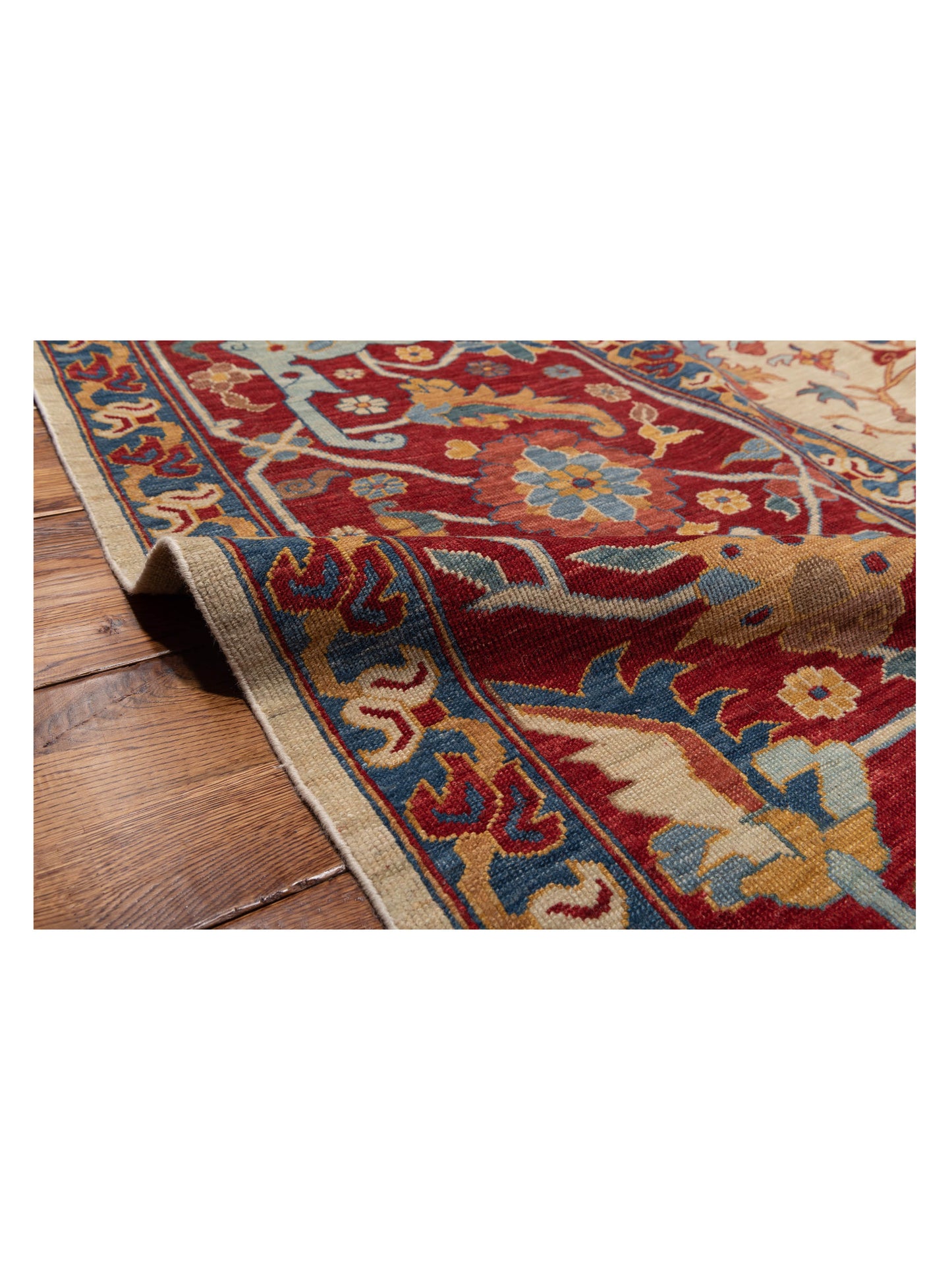Antique Loom Fine 147222 Ivory Red 14x15.11 Hand Knotted Rug