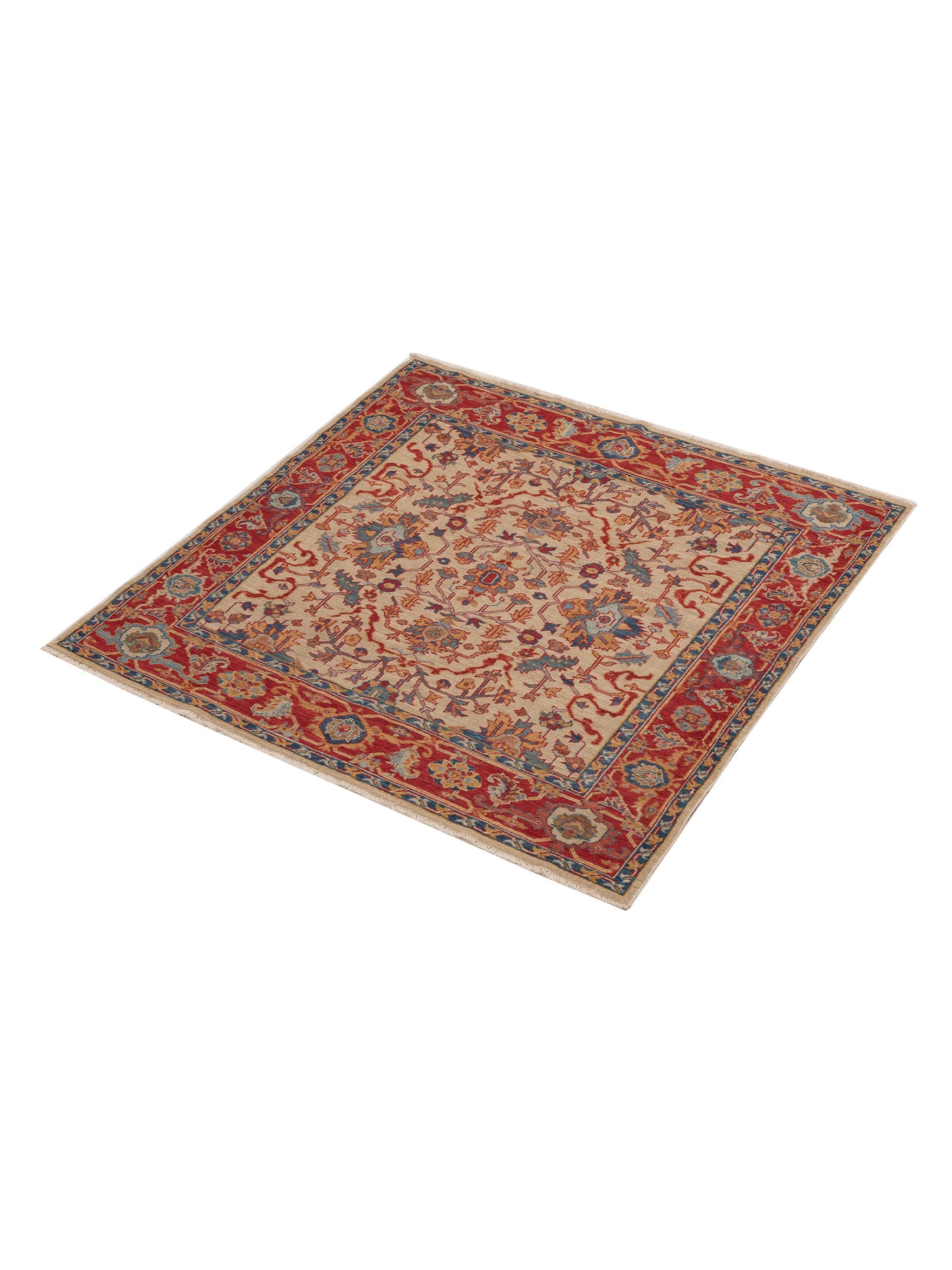 Antique Loom Fine 147224 Ivory Red 4.9x4.10 Hand Knotted Rug